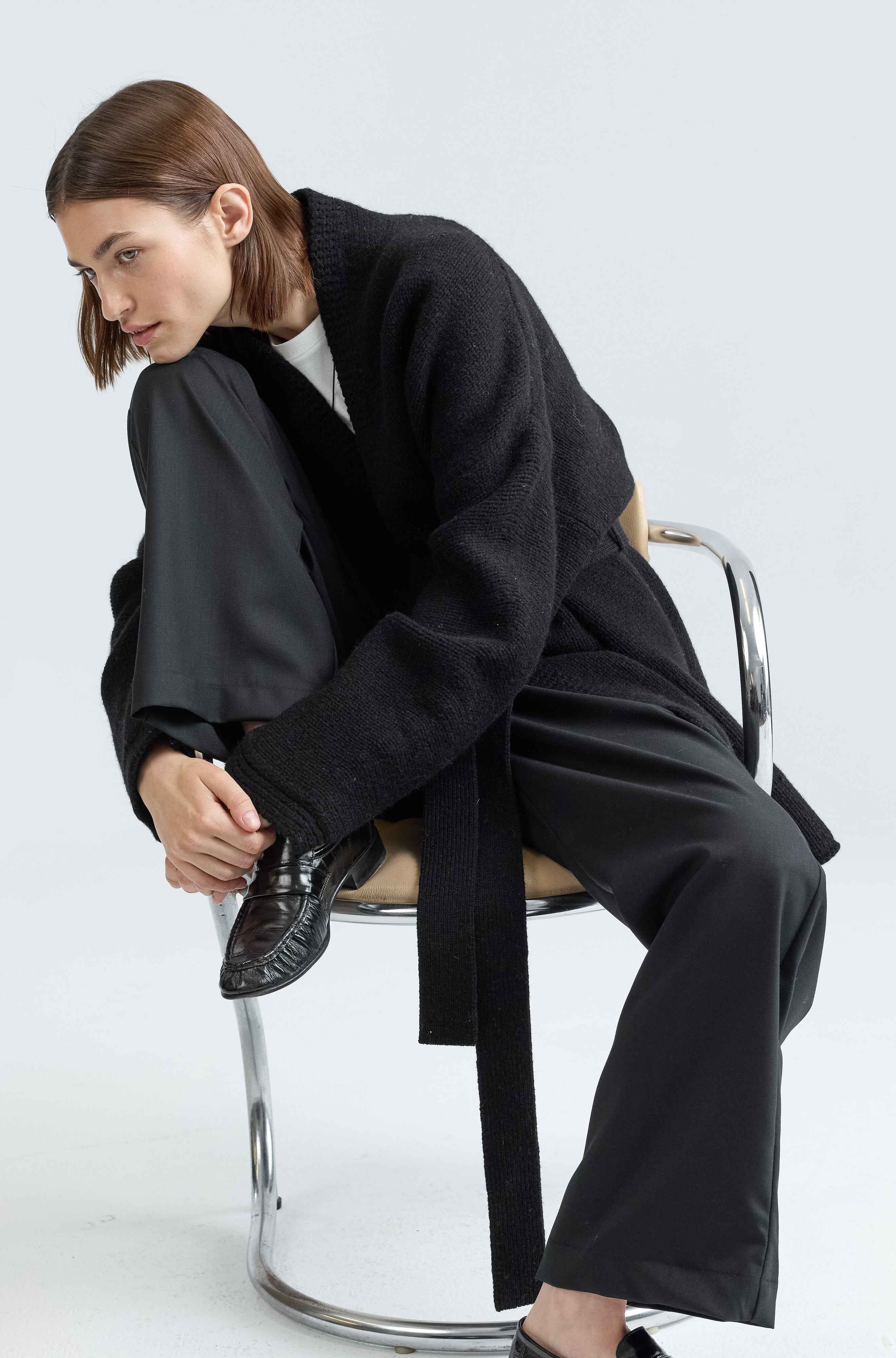 Almina Concept - Wrap Cardigan in Black