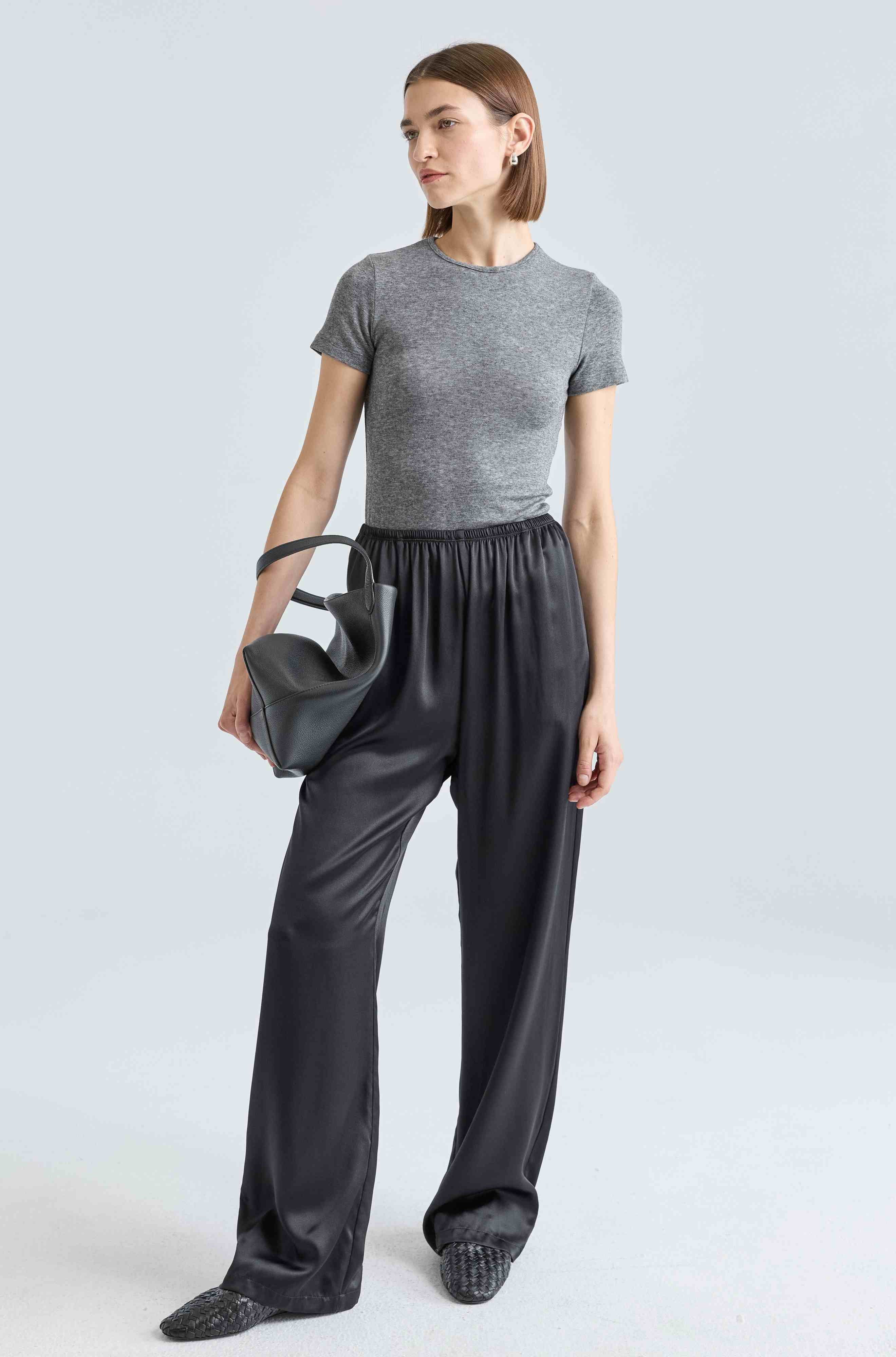 Almina Concept - Silk Pants in Black