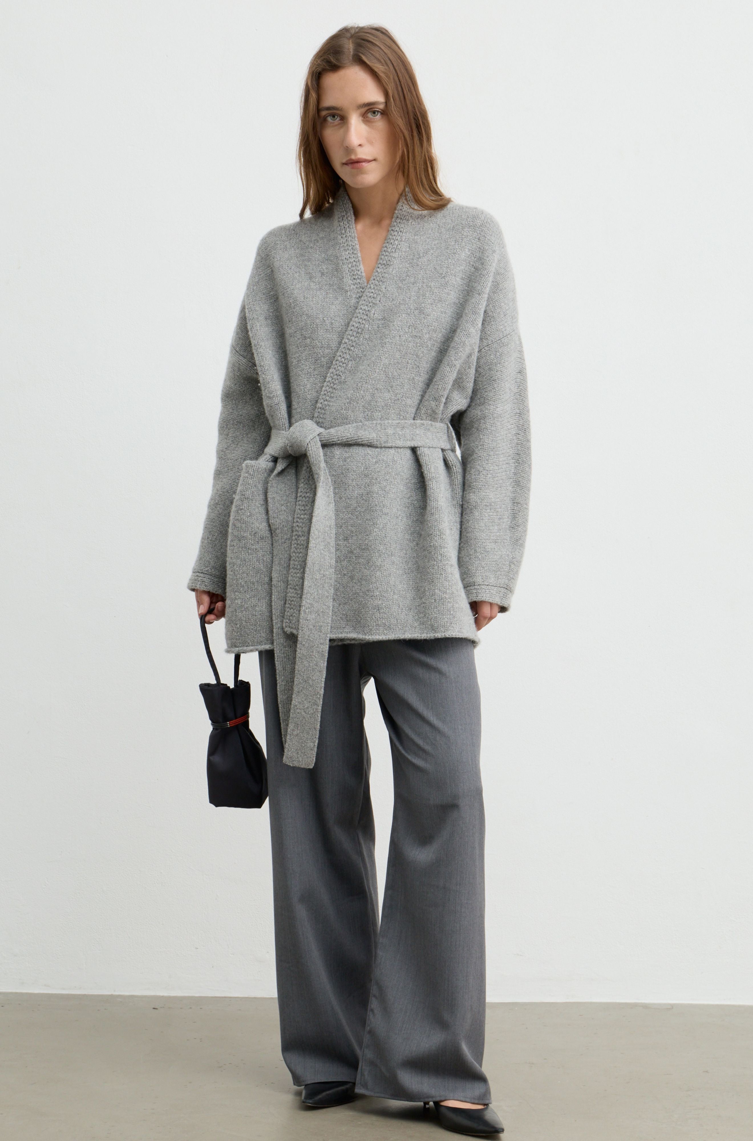 Almina Concept - Wrap Cardigan in Grey
