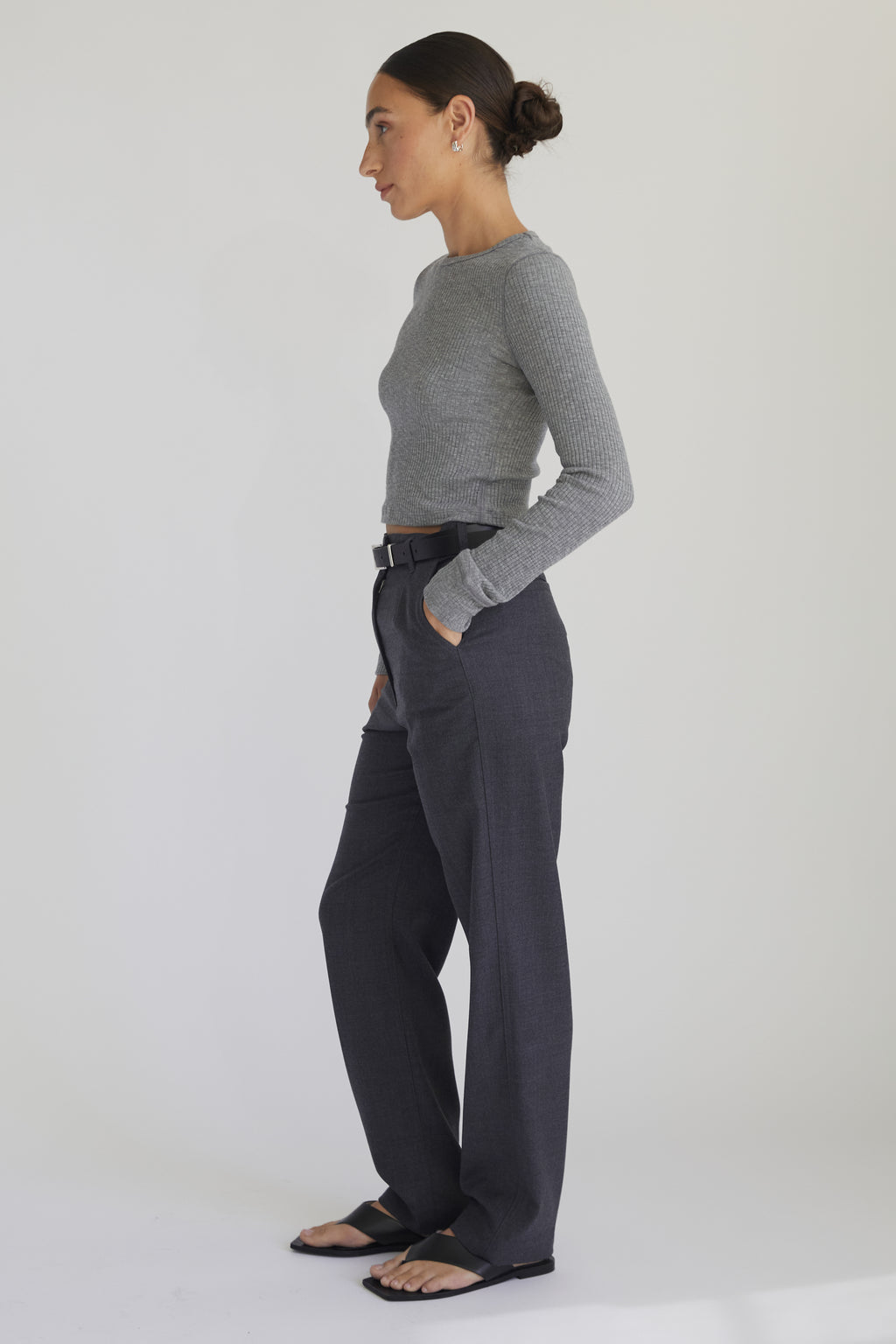 Cropped Fitted Long Sleeve Top - Almina Concept 