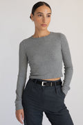 Cropped Fitted Long Sleeve Top - Almina Concept 