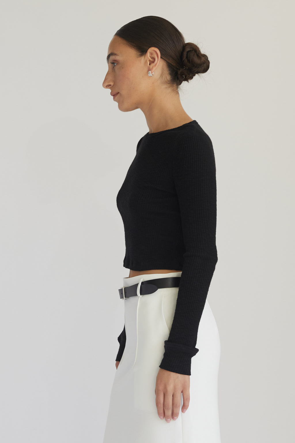 Cropped Fitted Long Sleeve Top - Almina Concept 