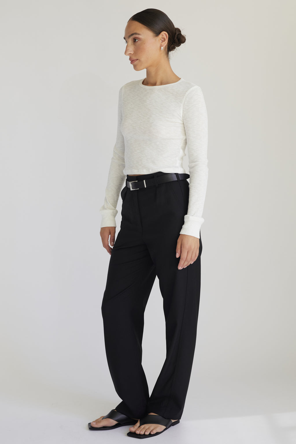 Cropped Fitted Long Sleeve Top - Almina Concept 