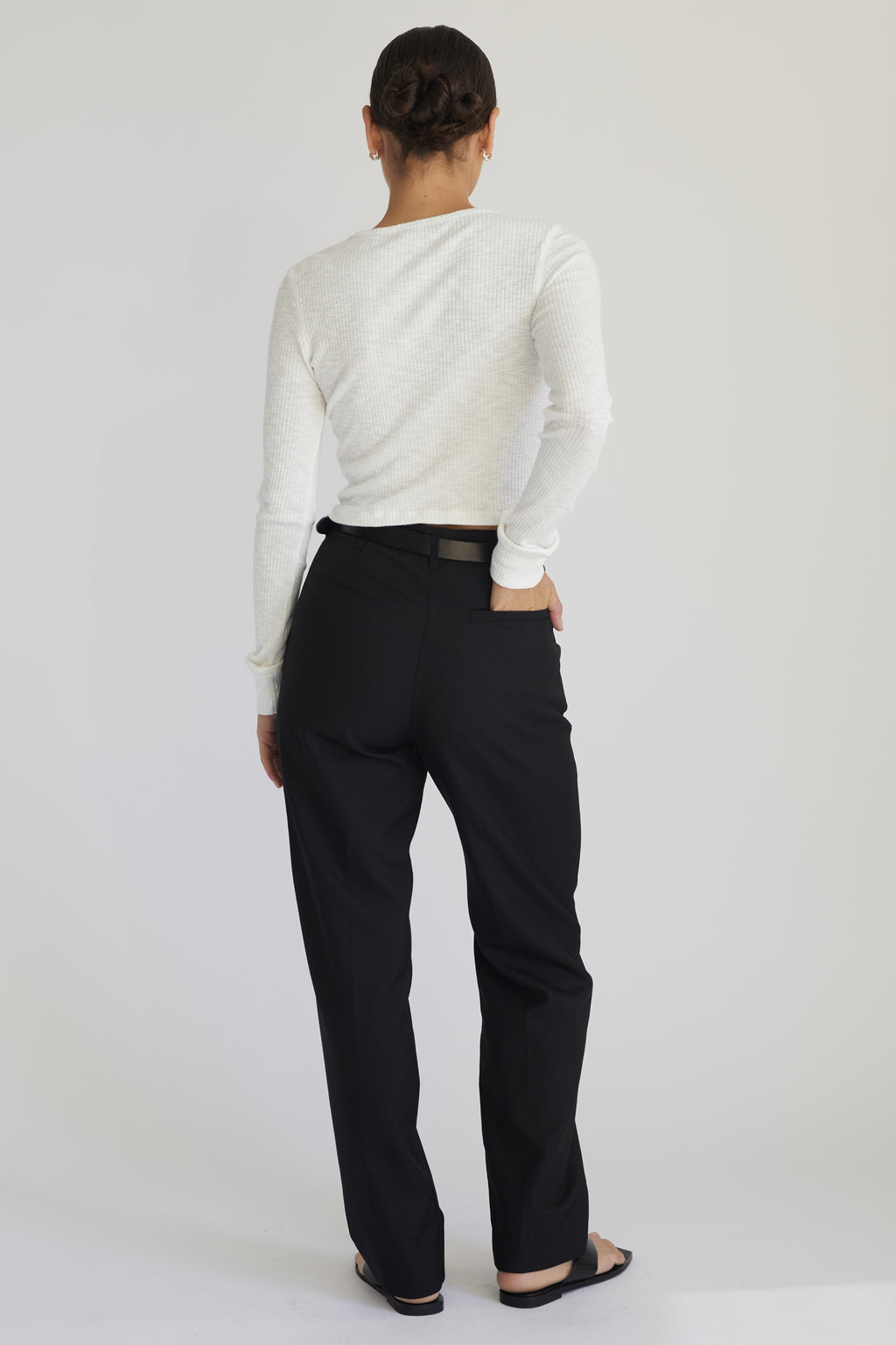 Cropped Fitted Long Sleeve Top - Almina Concept 