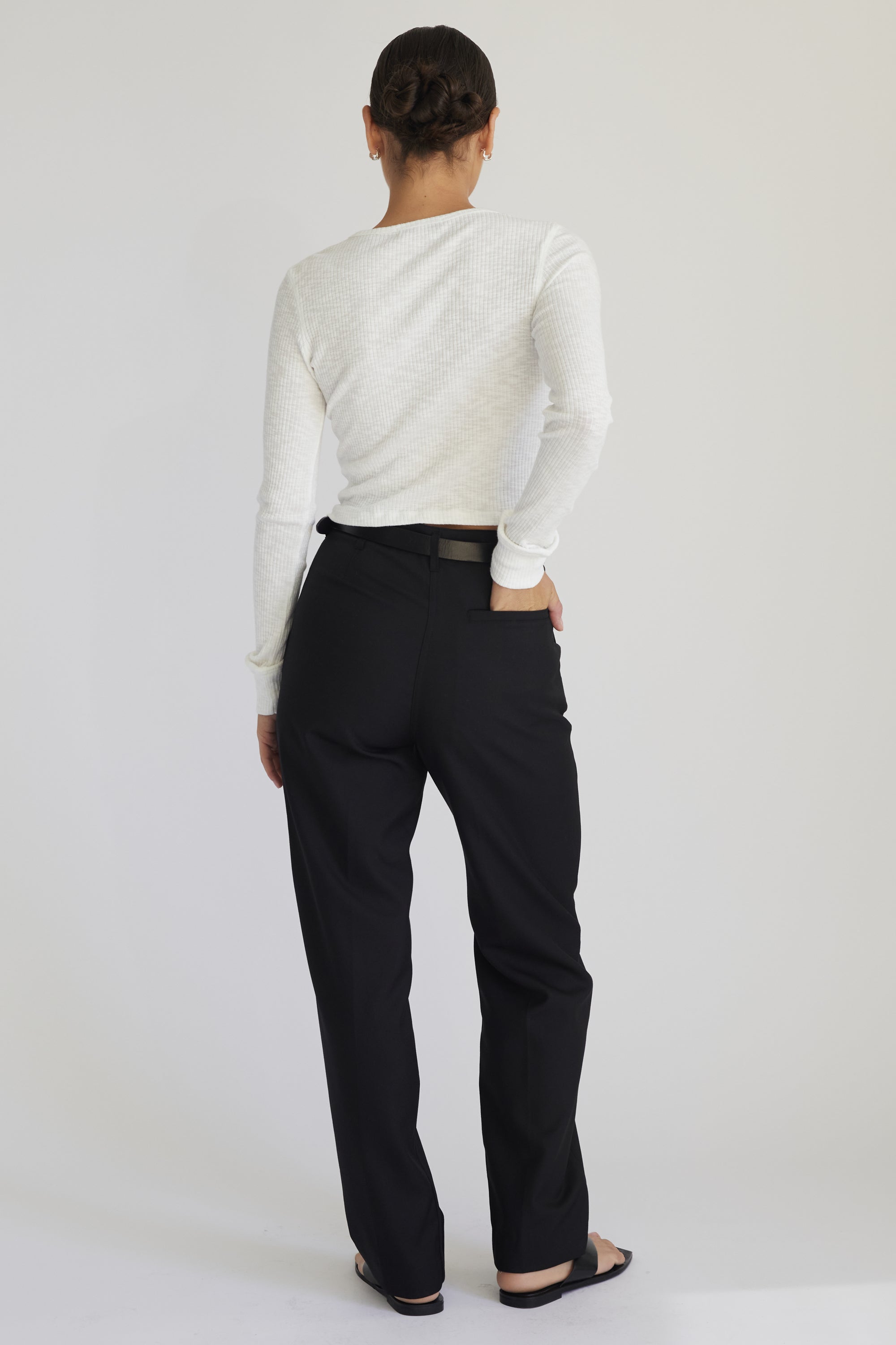 Cropped Fitted Long Sleeve Top - Almina Concept 