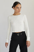 Cropped Fitted Long Sleeve Top - Almina Concept 