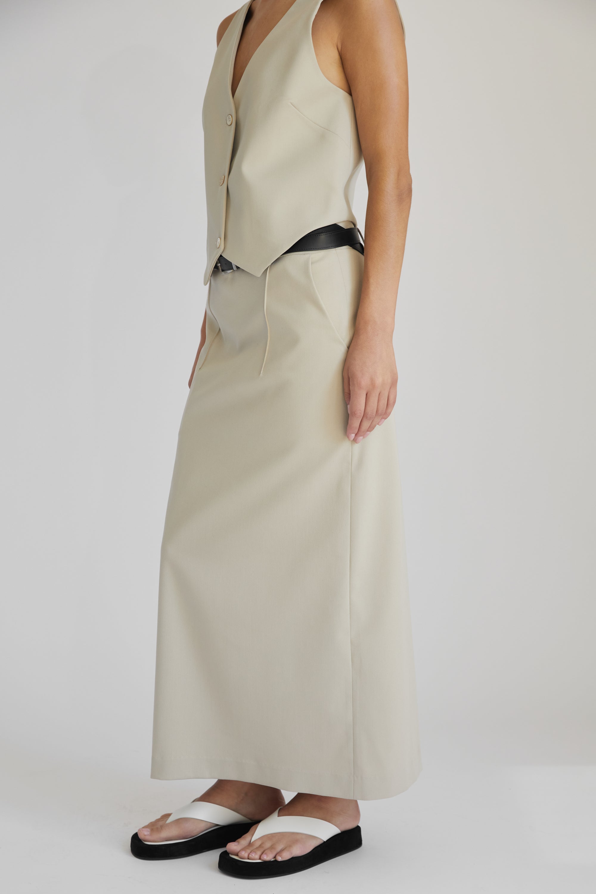 Back Slit Midi Skirt - Almina Concept 