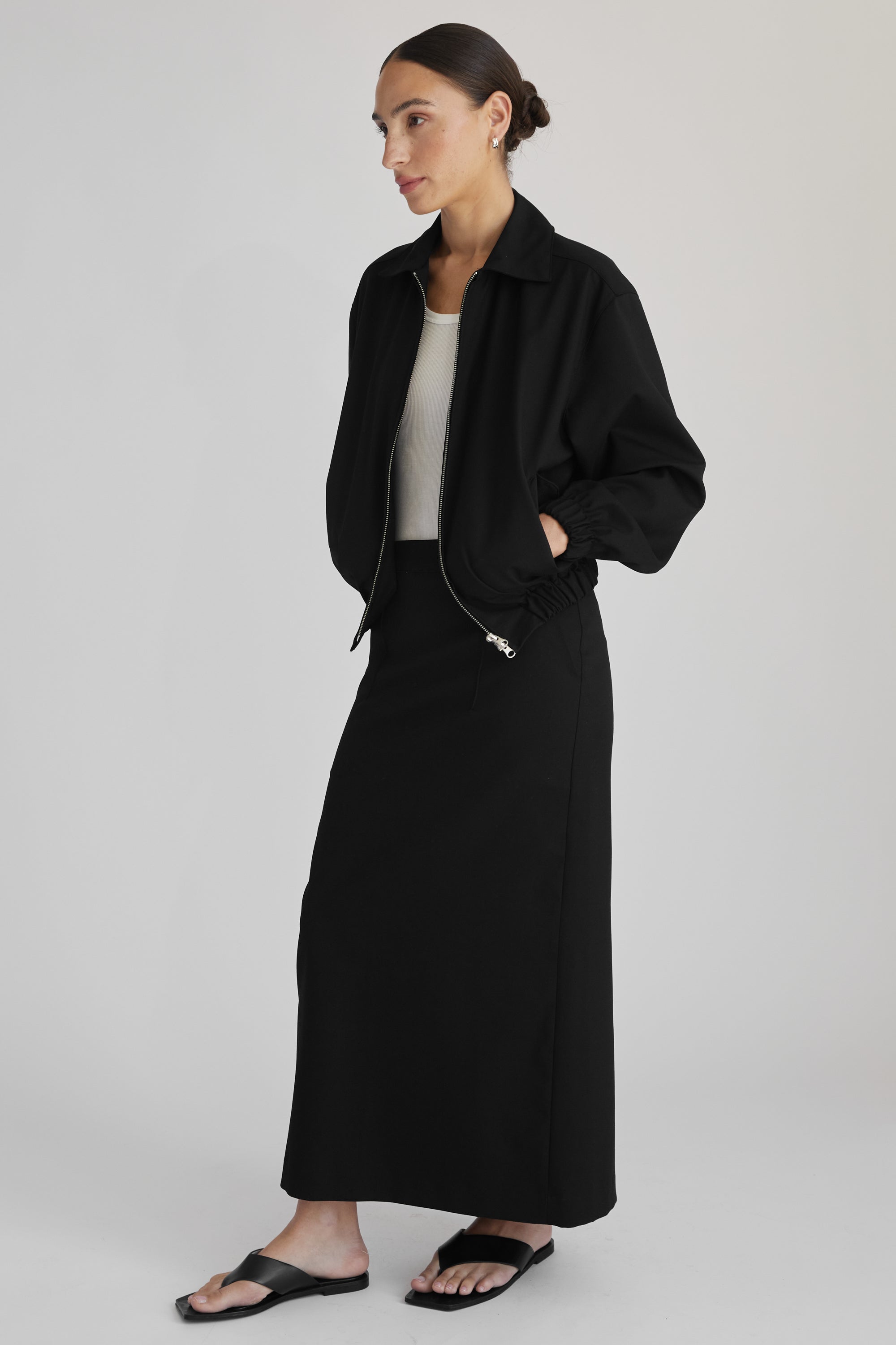 Wool Bomber Jacket - Almina Concept 