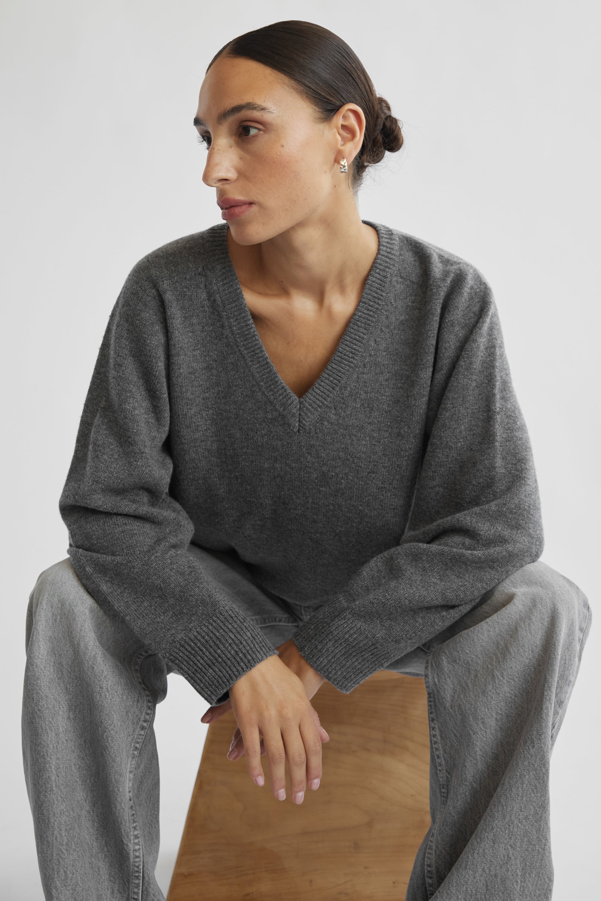 Wool V Neck Sweater - Almina Concept 