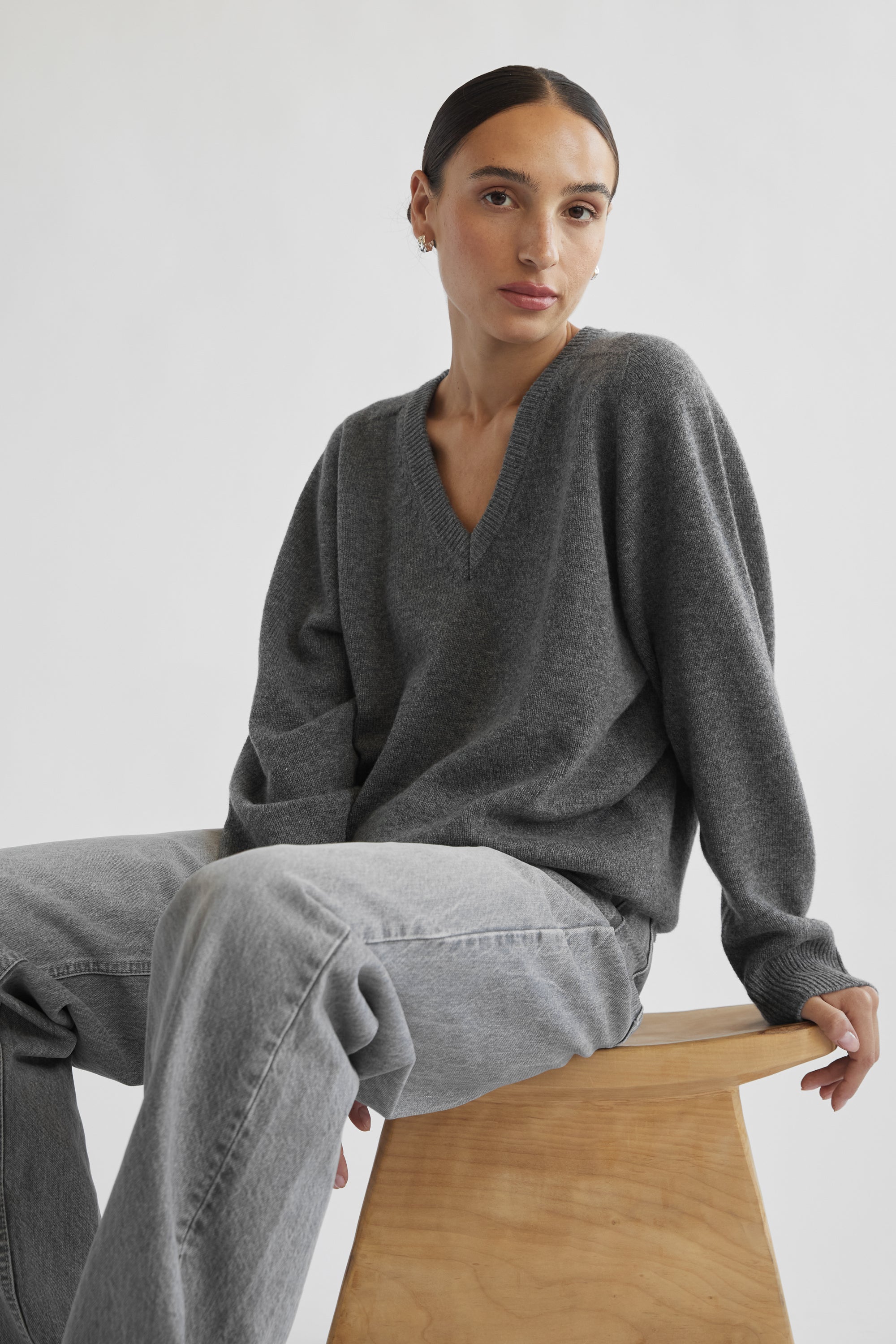 Wool V Neck Sweater - Almina Concept 