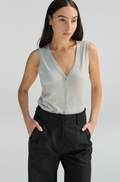 Knit Button Closure Vest - Almina Concept 