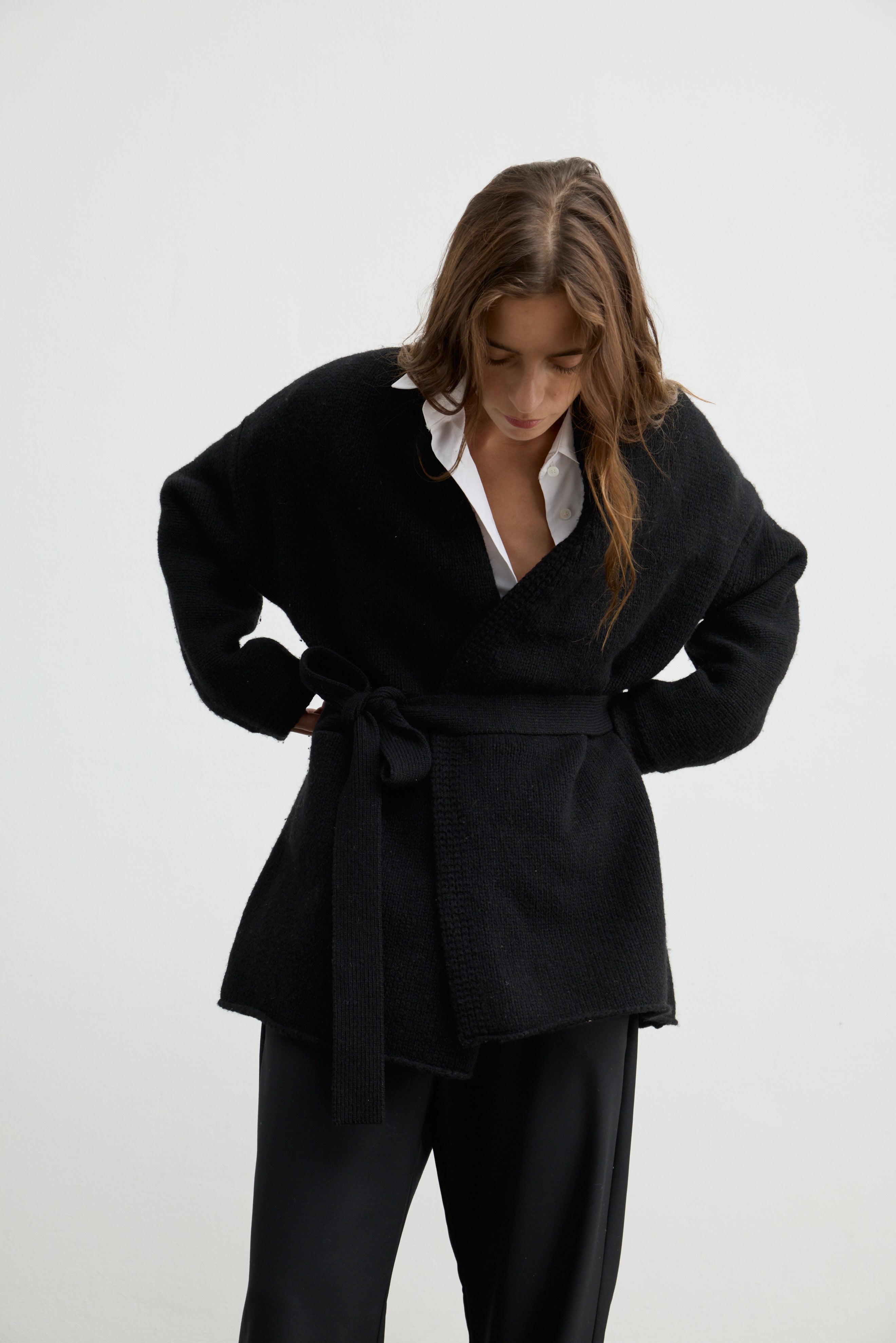 Almina Concept - Wrap Cardigan in Black