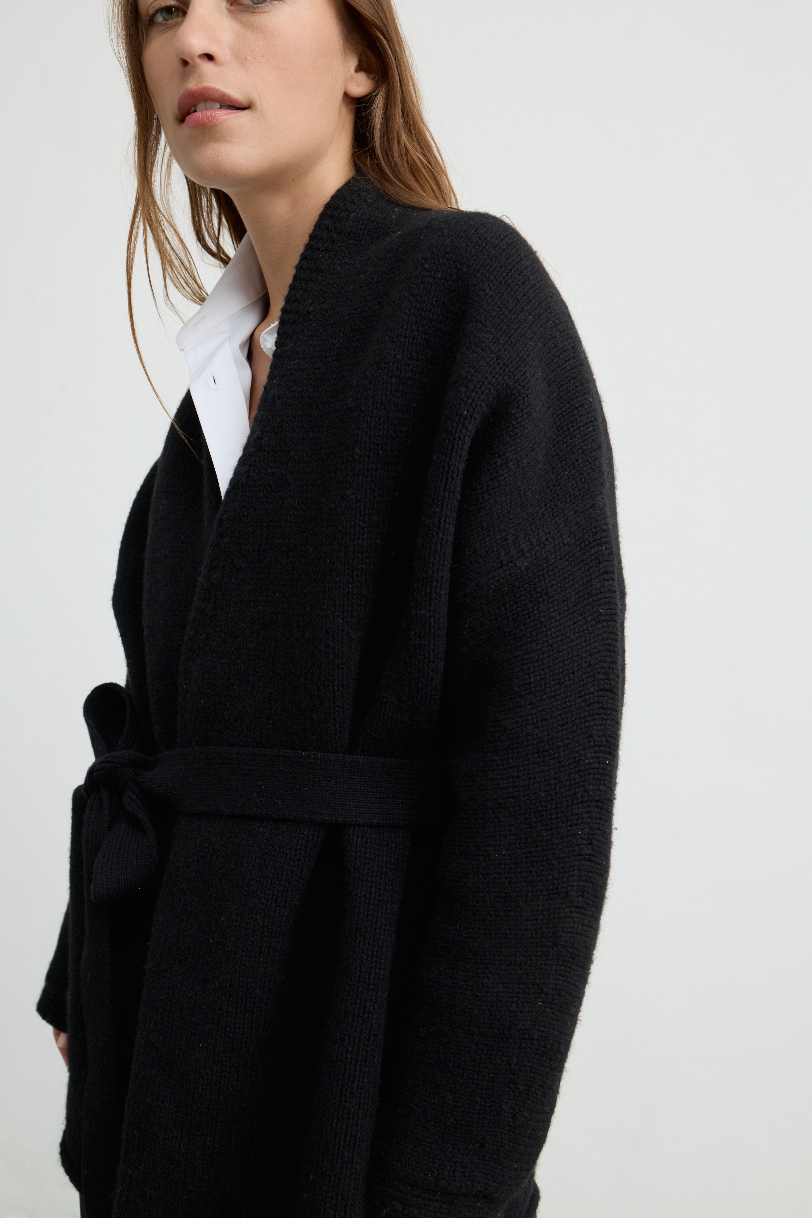 Almina Concept - Wrap Cardigan in Black