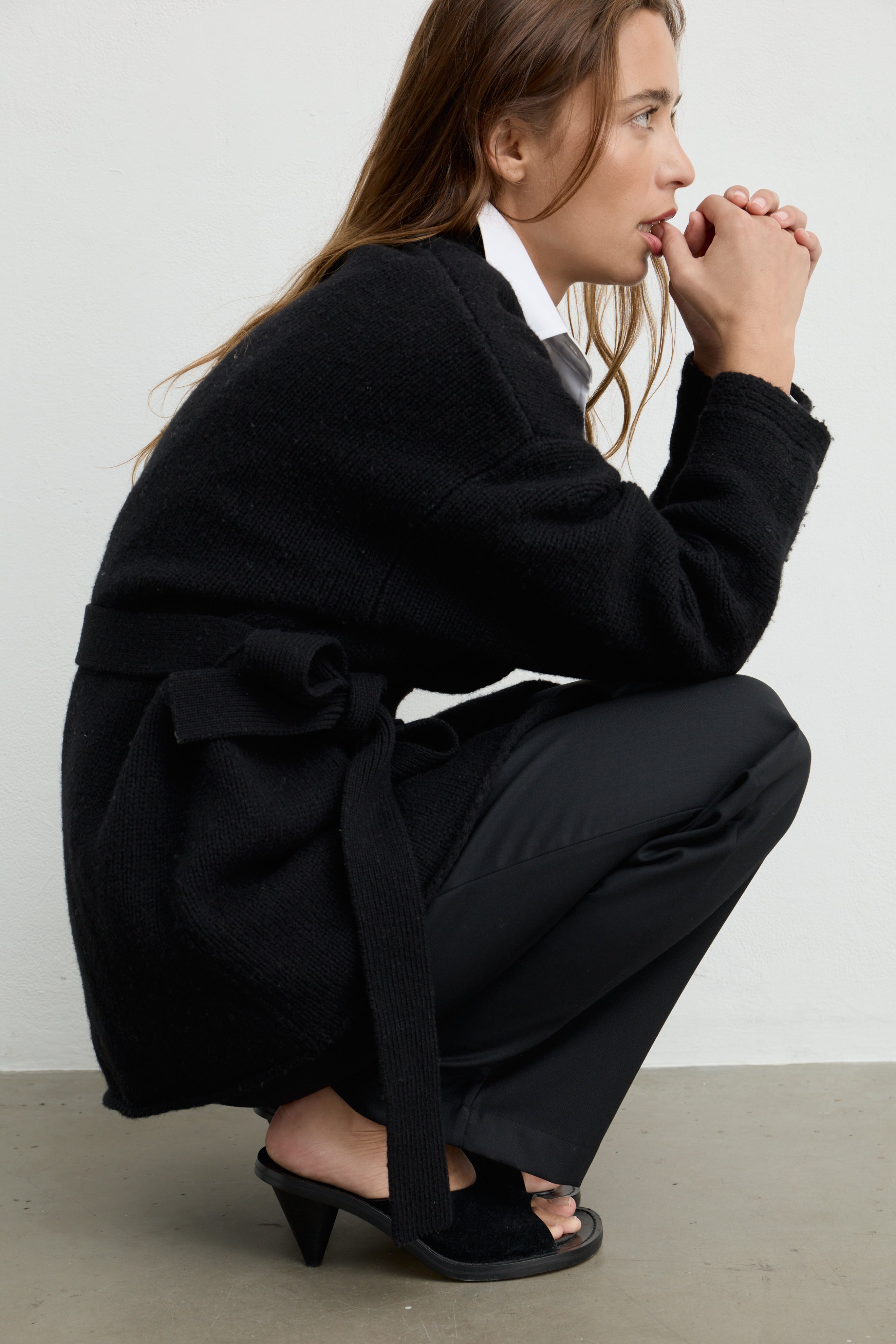 Almina Concept - Wrap Cardigan in Black