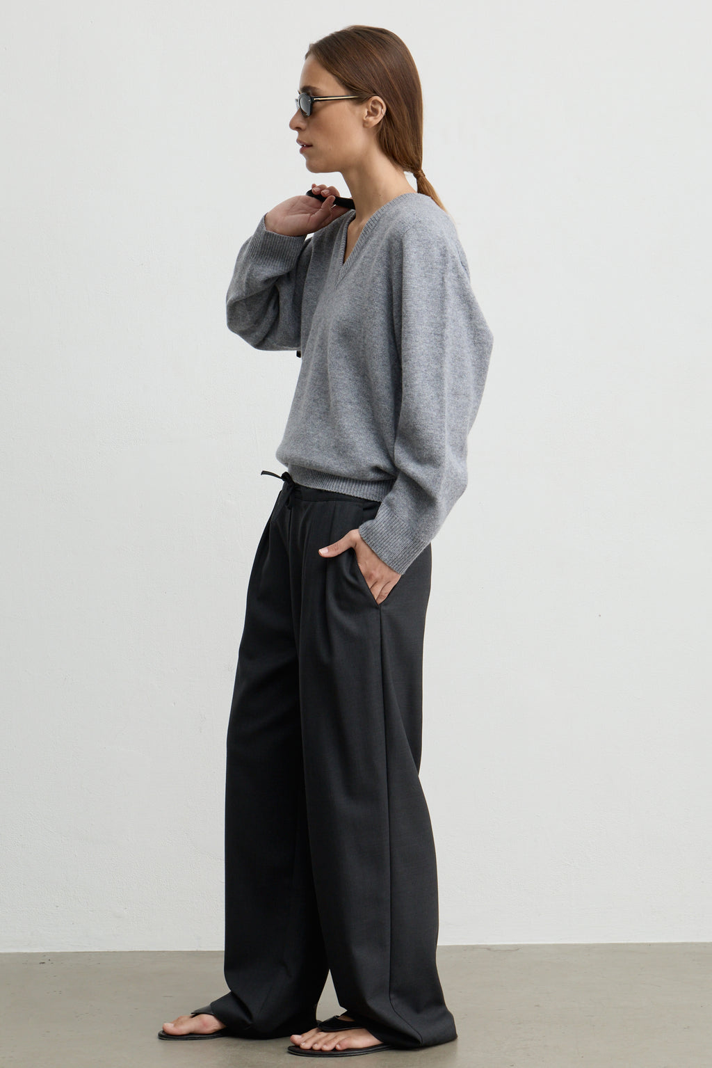 Waist Tie Wool Trousers