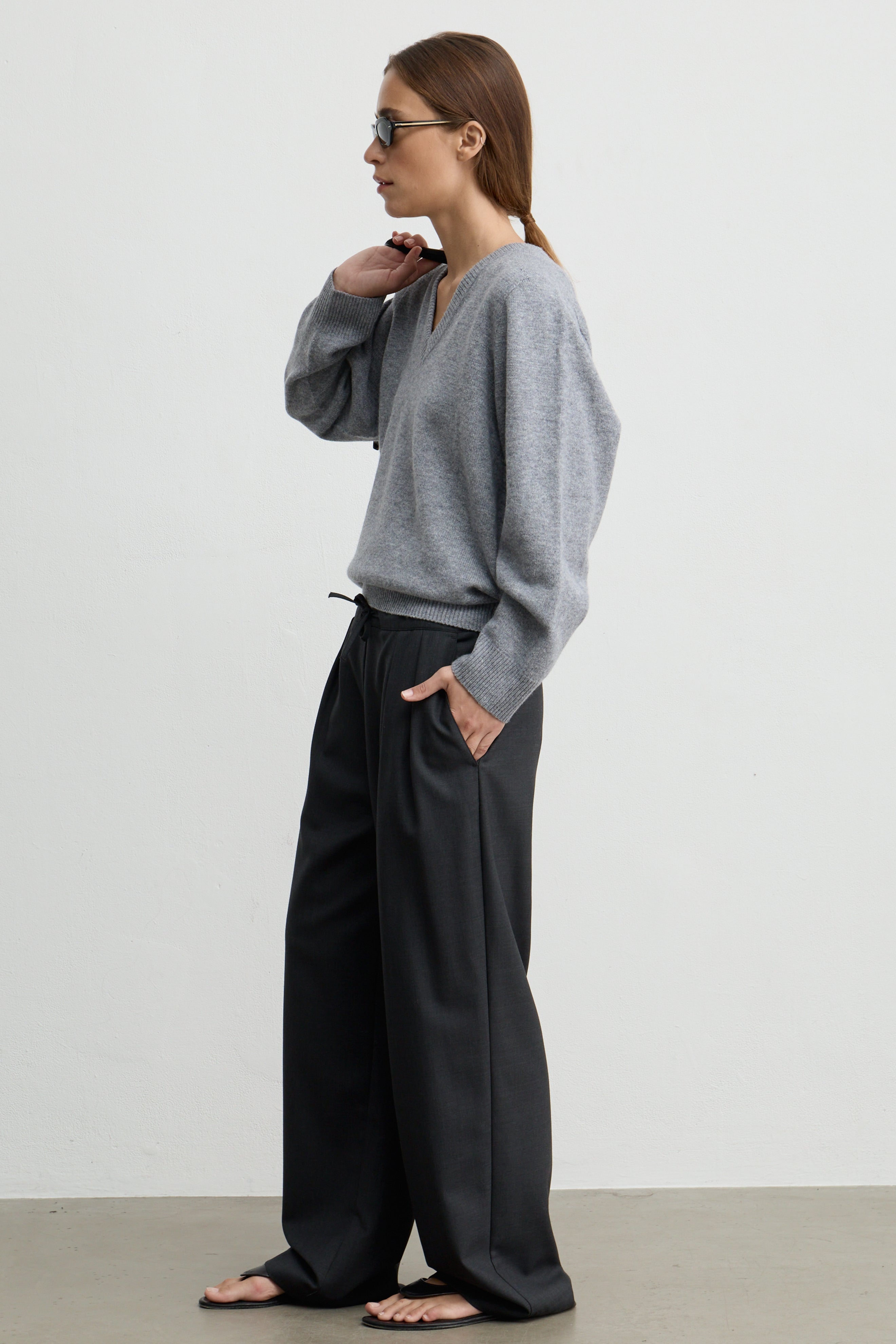 Waist Tie Wool Trousers