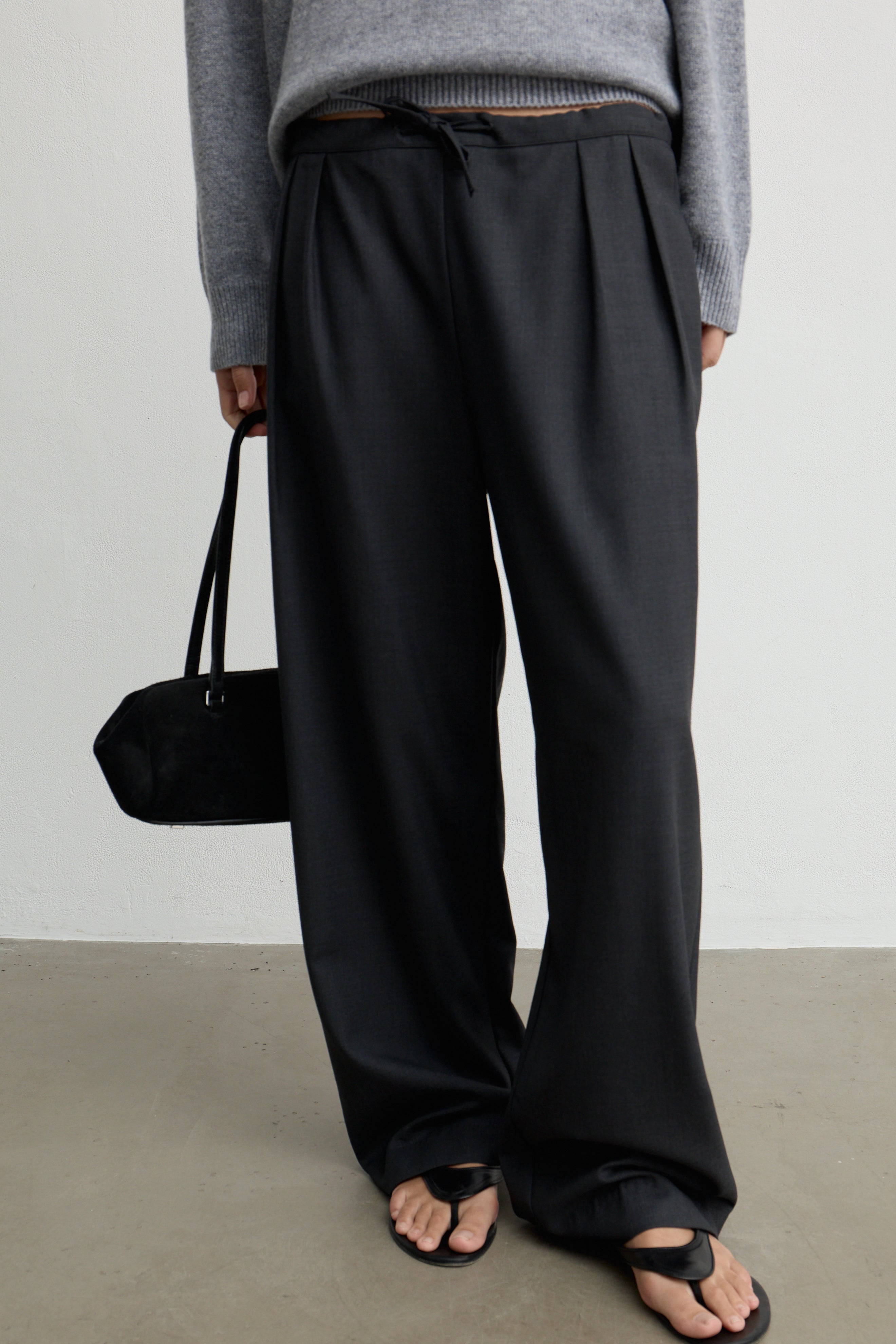 Waist Tie Wool Trousers