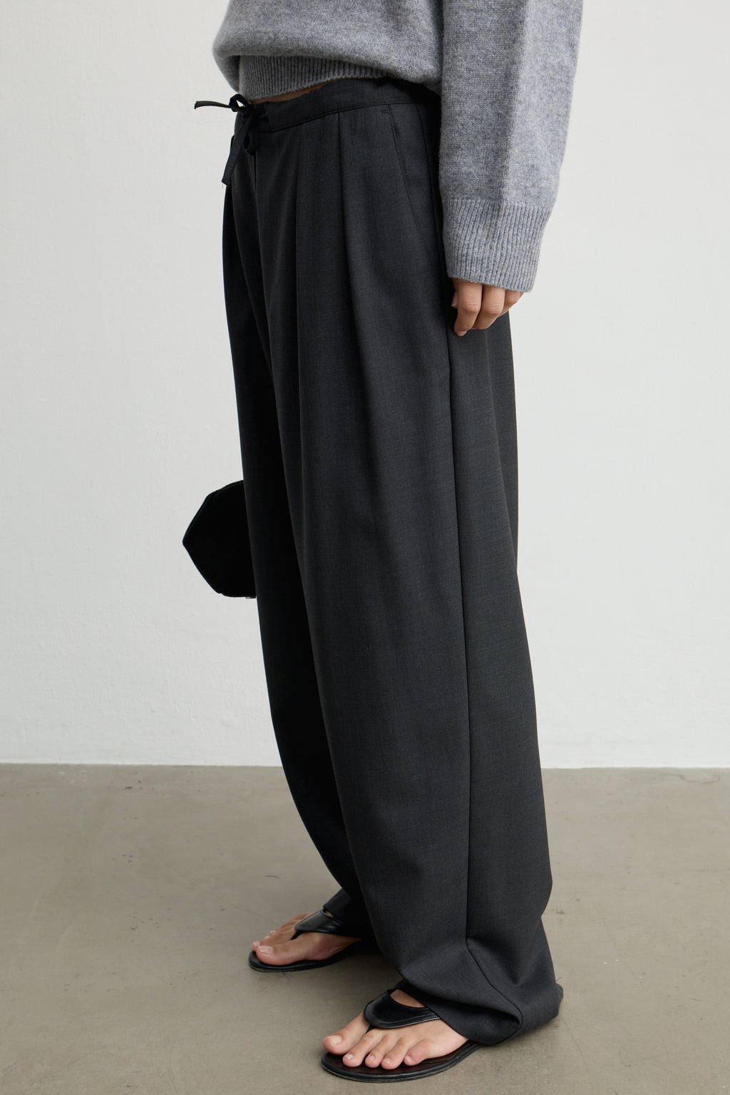 Waist Tie Wool Trousers