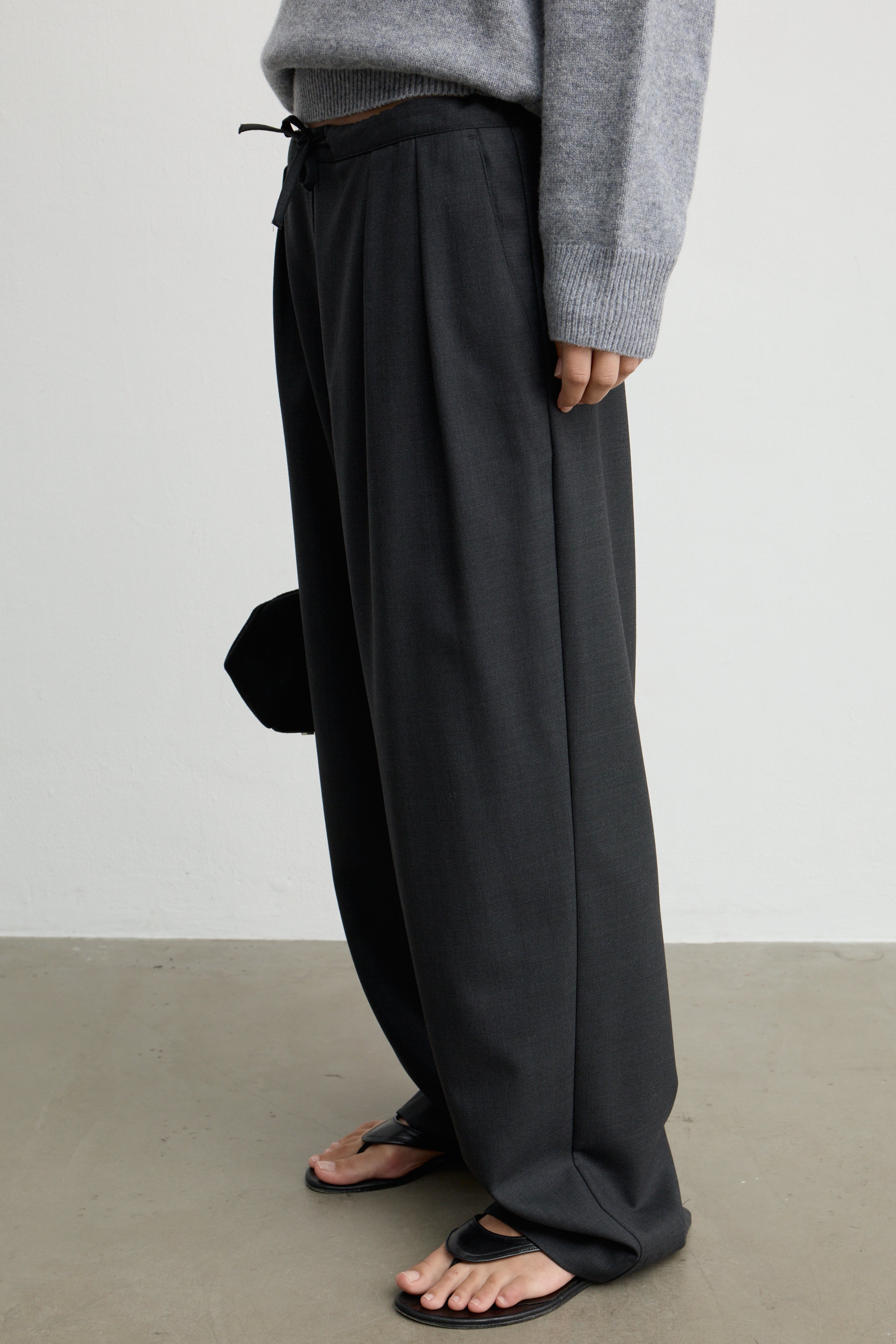 Waist Tie Wool Trousers