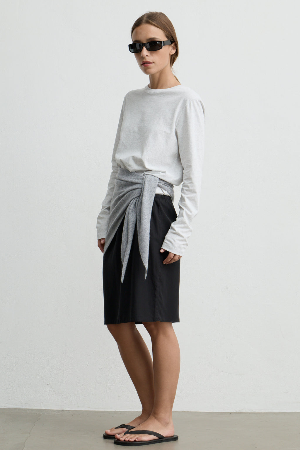 Pleated Tencel Midi Skirt