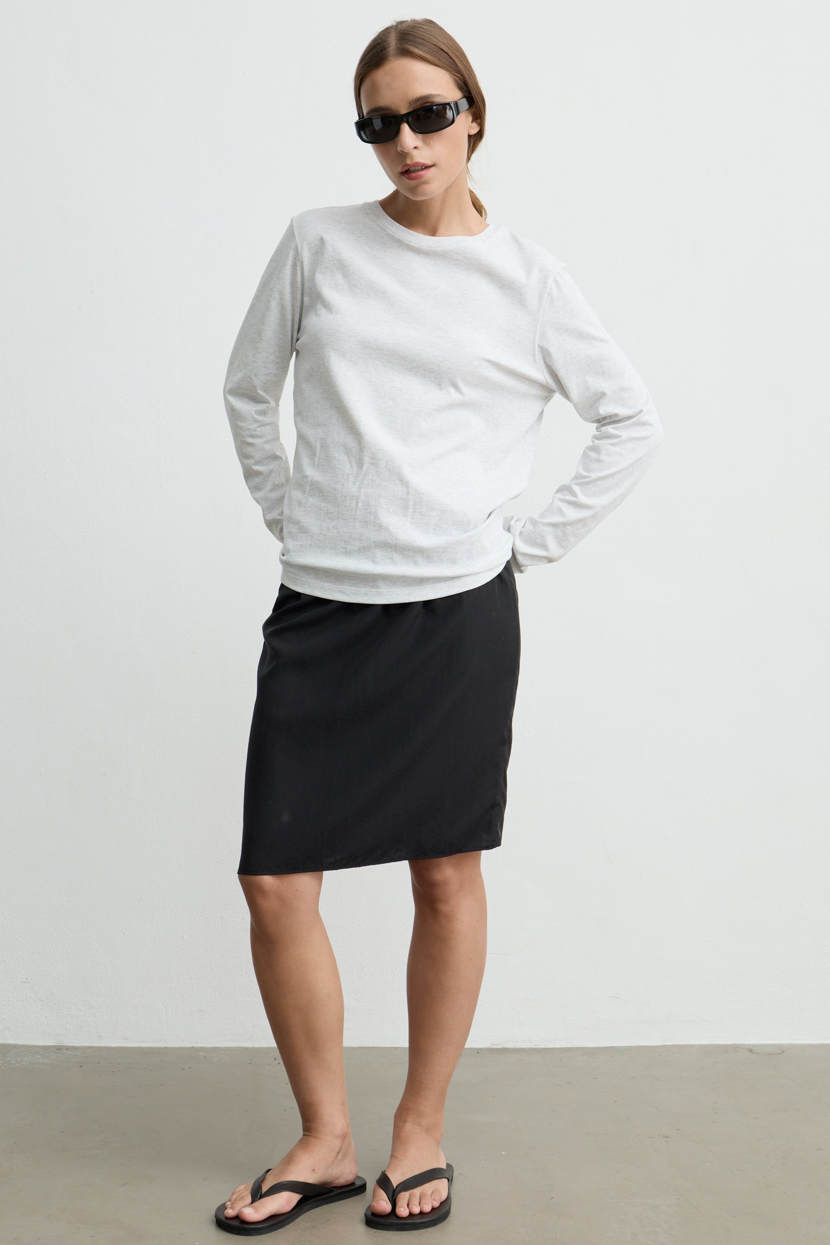 Pleated Tencel Midi Skirt