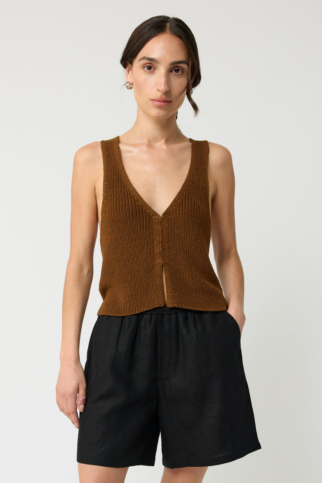 Knit V Neck Vest - Almina Concept 