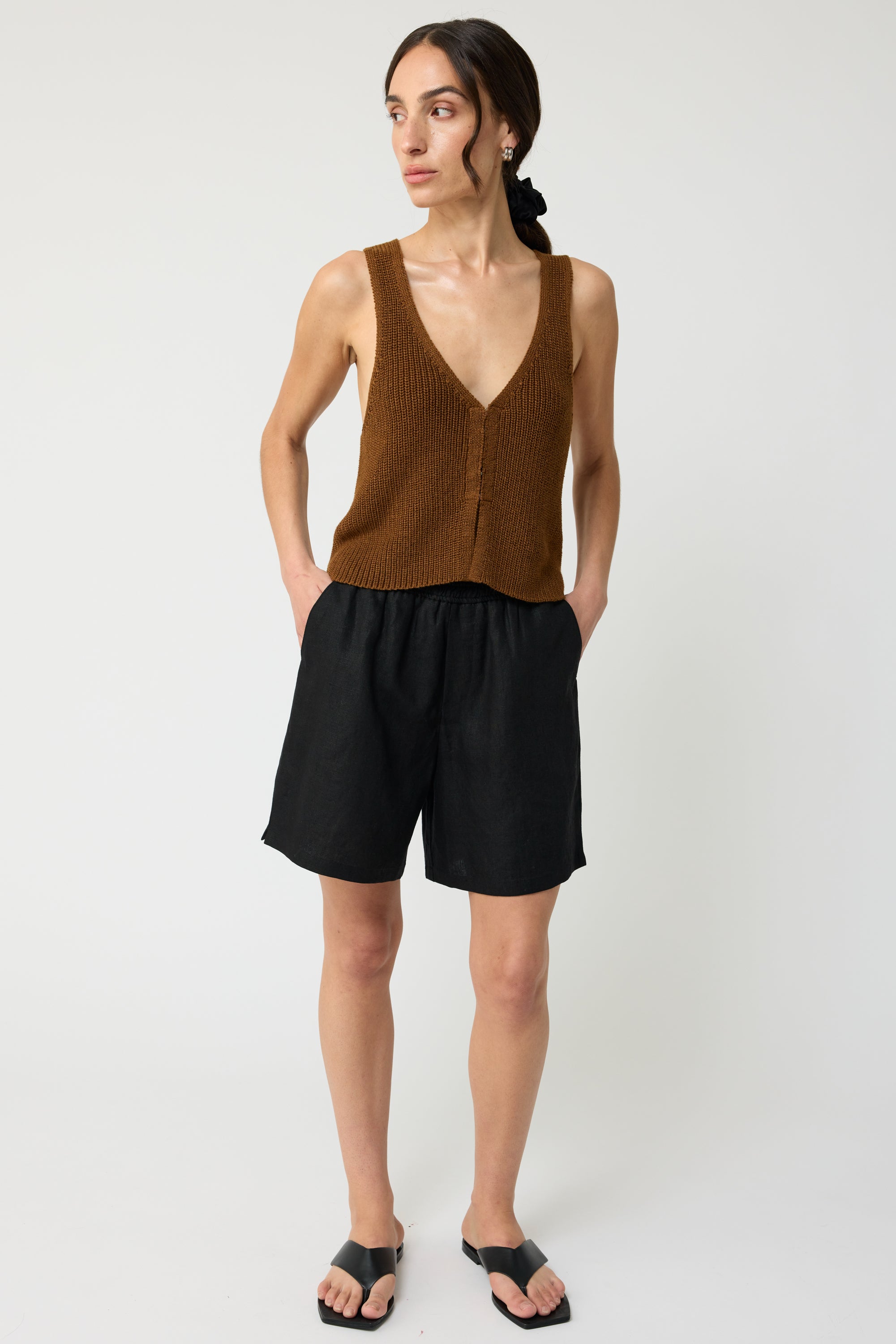 Knit V Neck Vest - Almina Concept 