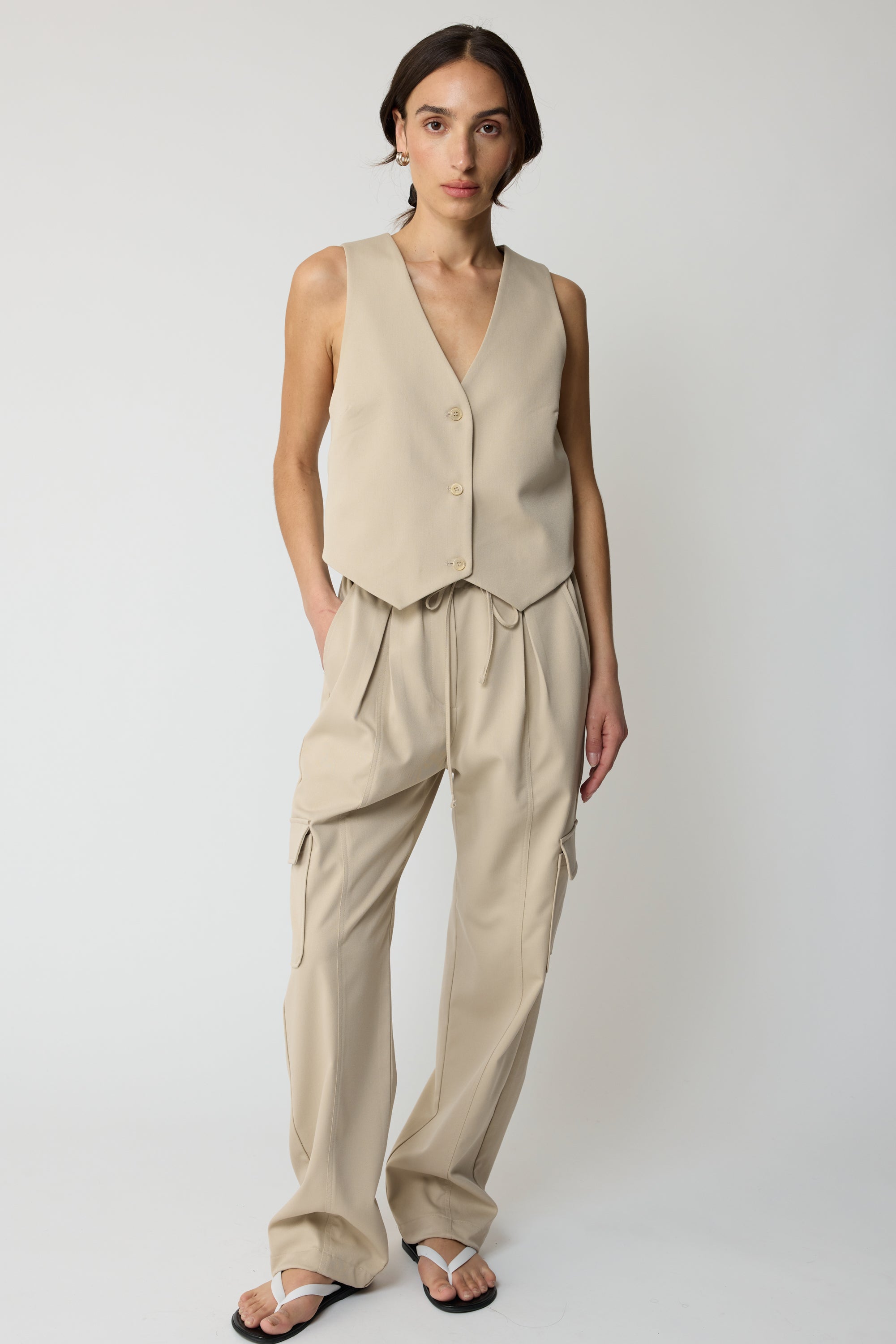 Elastic Ankle Cargo Pants - Almina Concept 