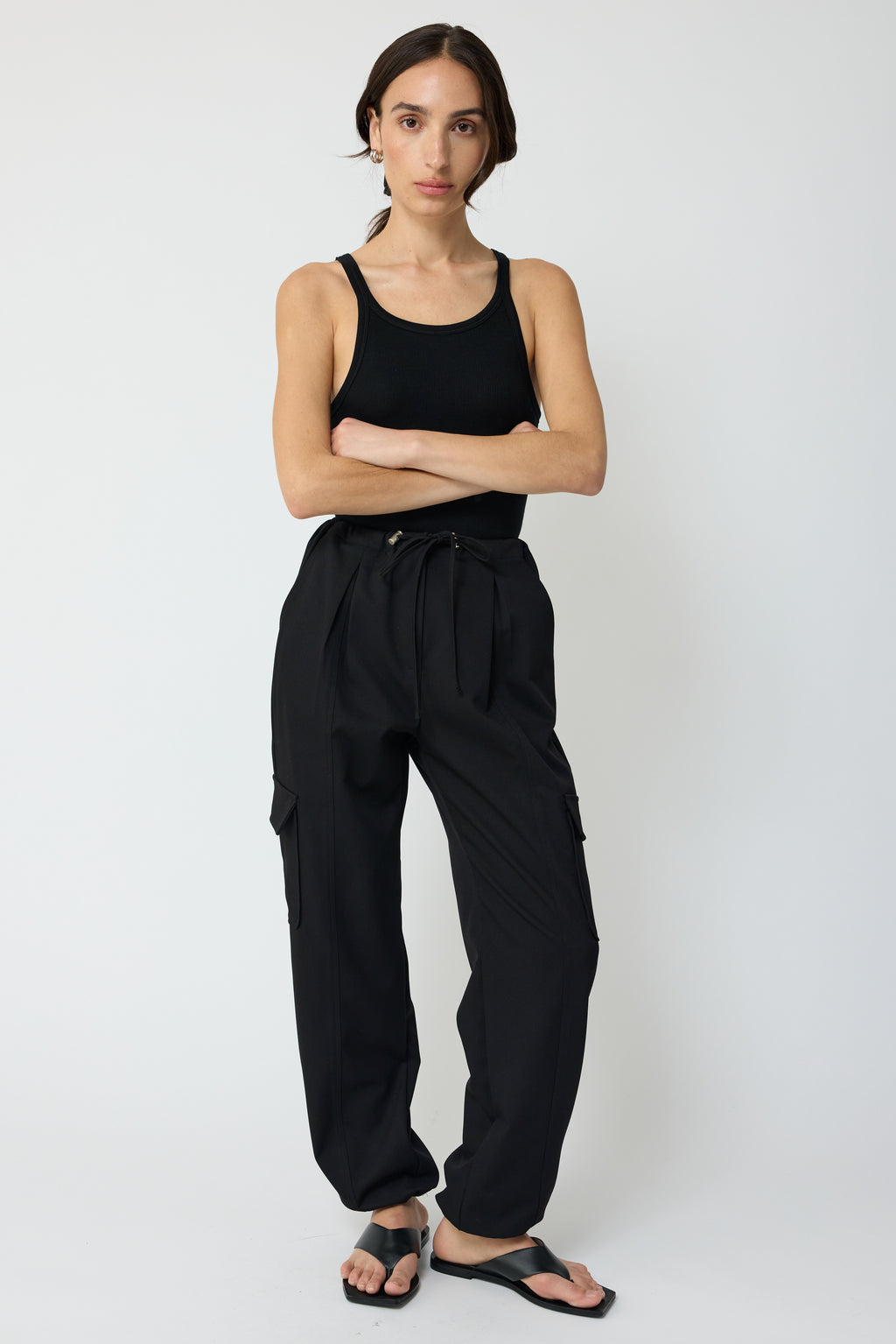 Elastic Ankle Cargo Pants - Almina Concept 