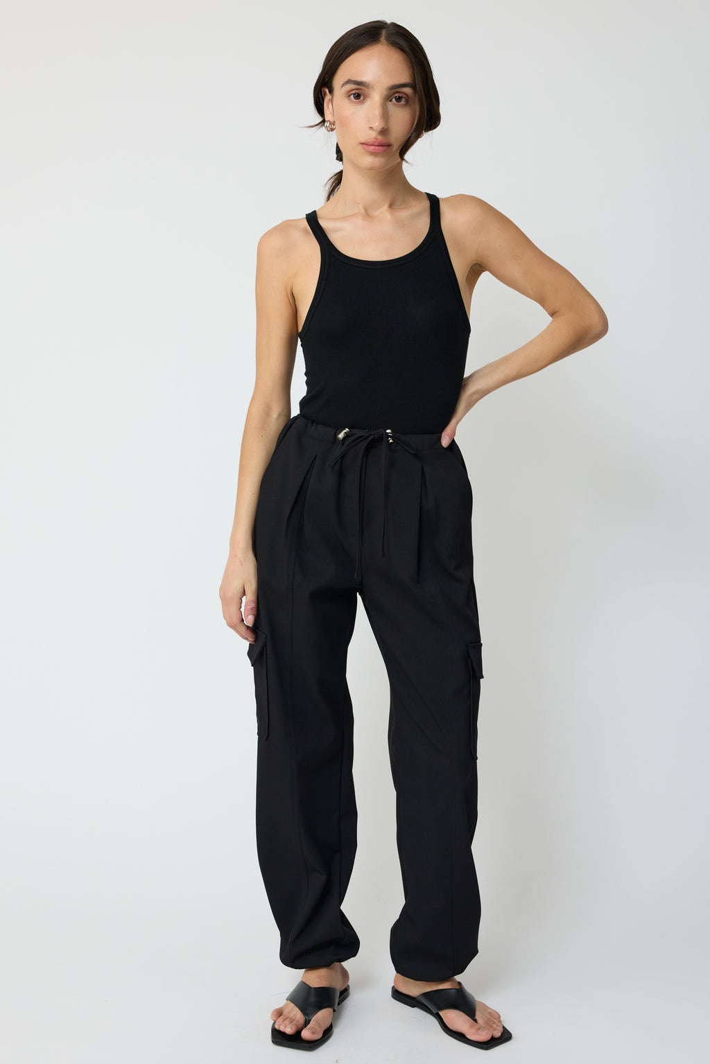 Elastic Ankle Cargo Pants - Almina Concept 