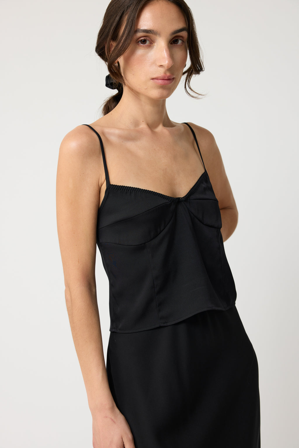 Plunged Neck Silk Cami - Almina Concept 