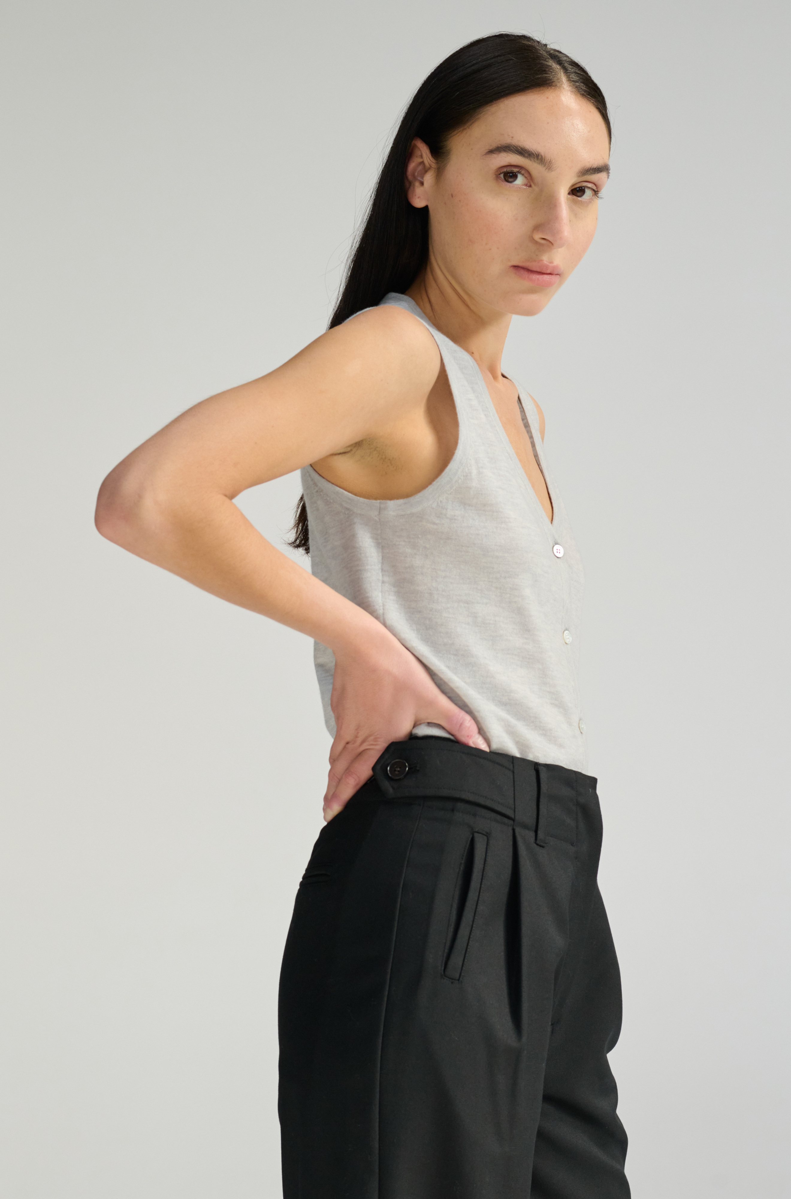 Knit Button Closure Vest - Almina Concept 