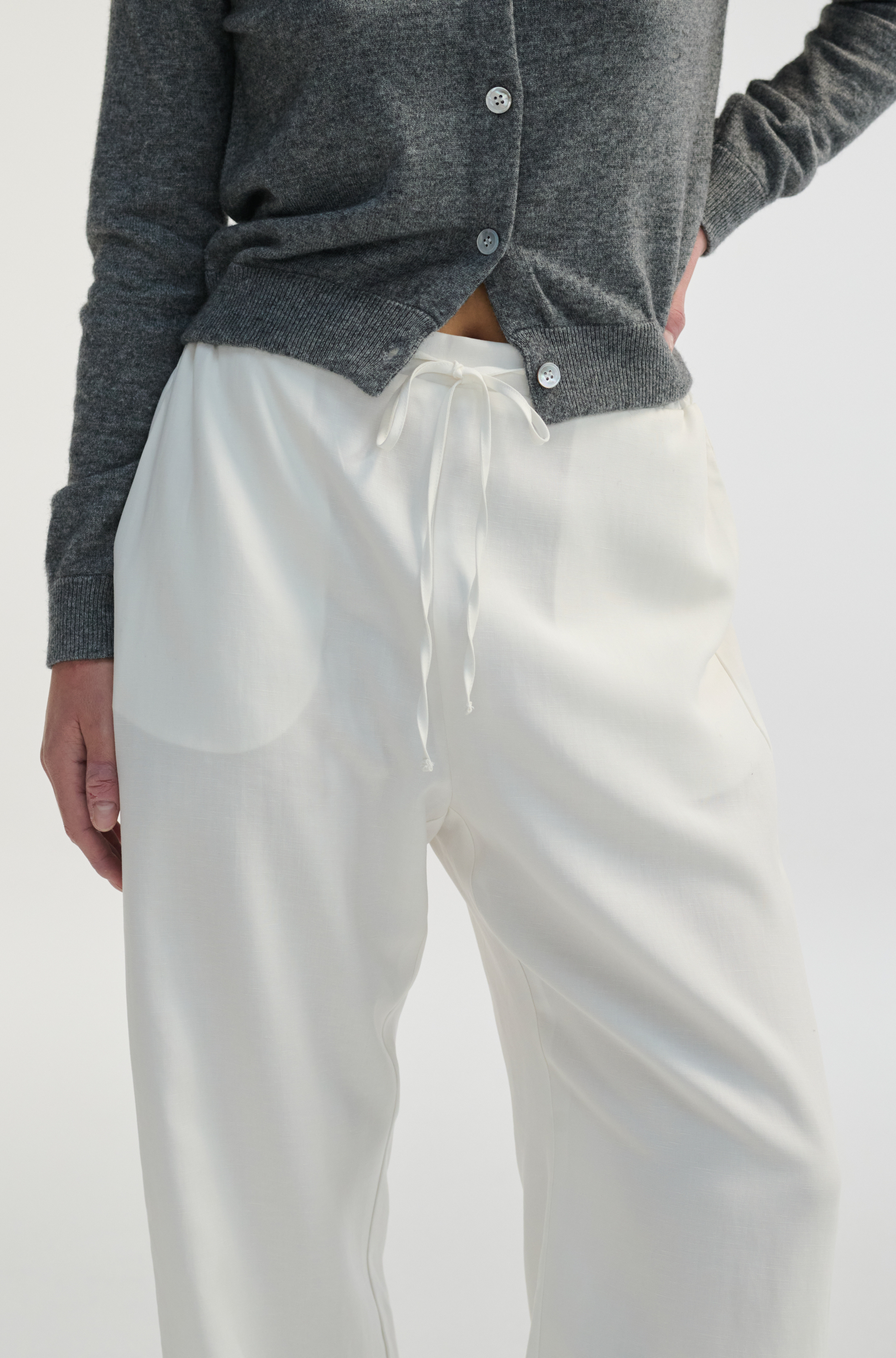 Front Tie Linen Pants - Almina Concept 