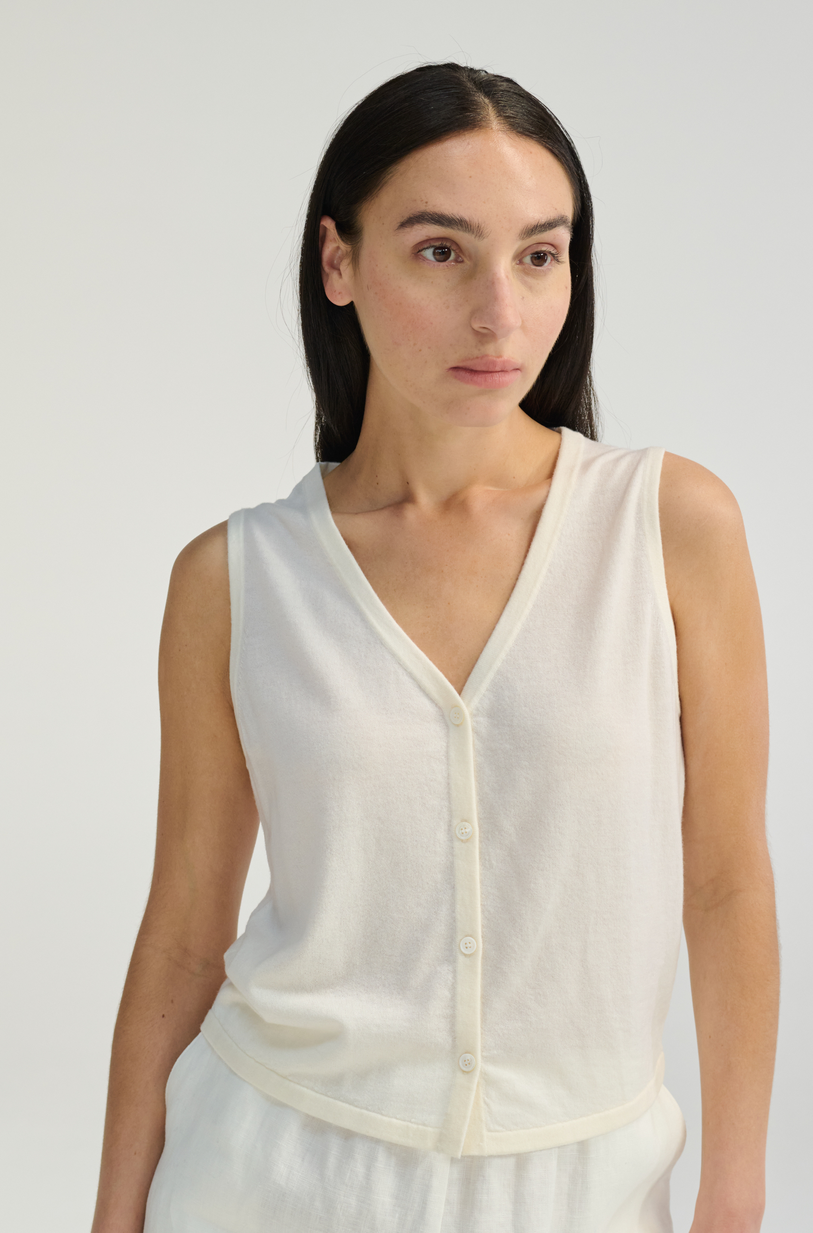 Knit Button Closure Vest - Almina Concept 