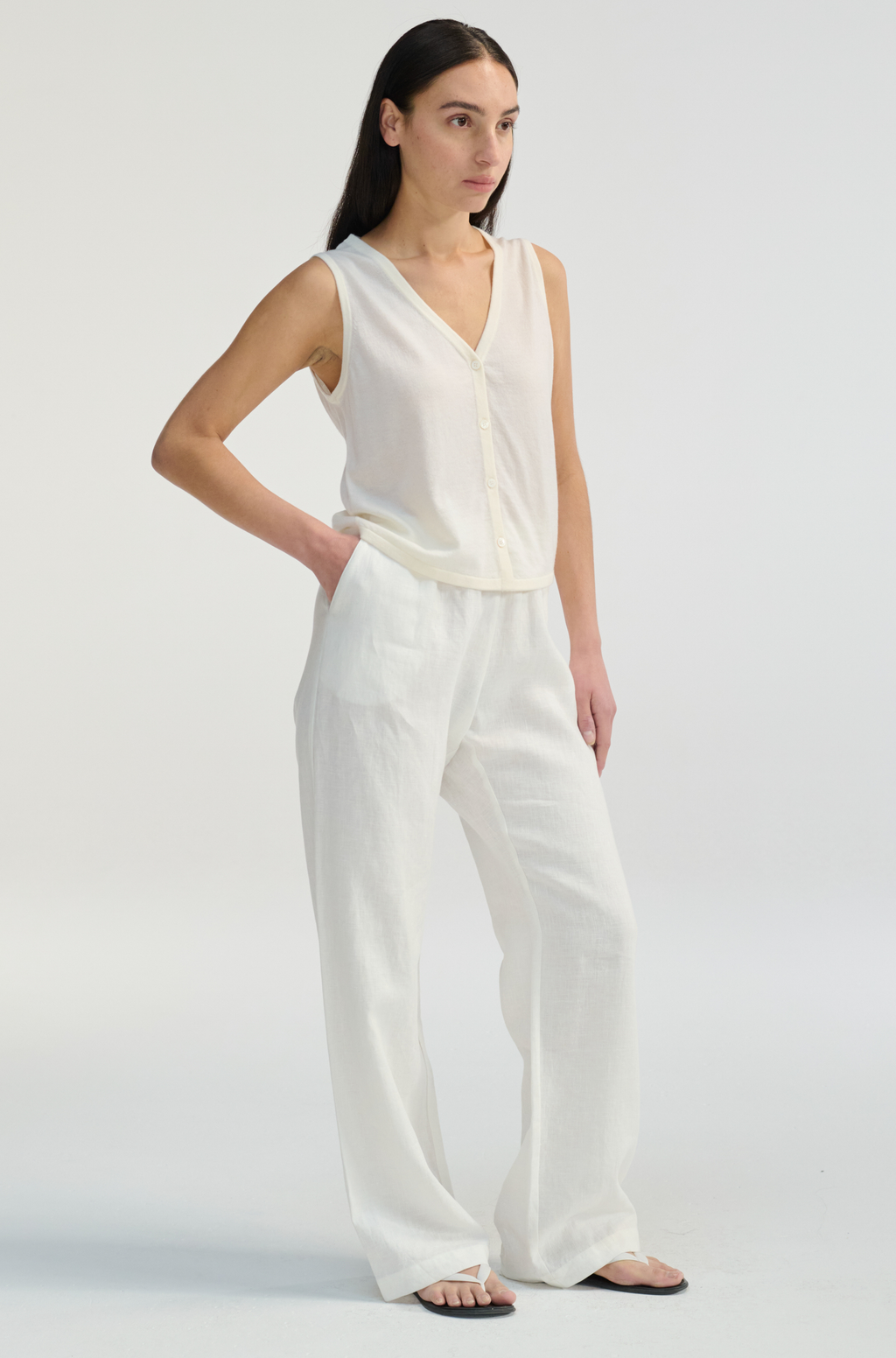 Knit Button Closure Vest - Almina Concept 