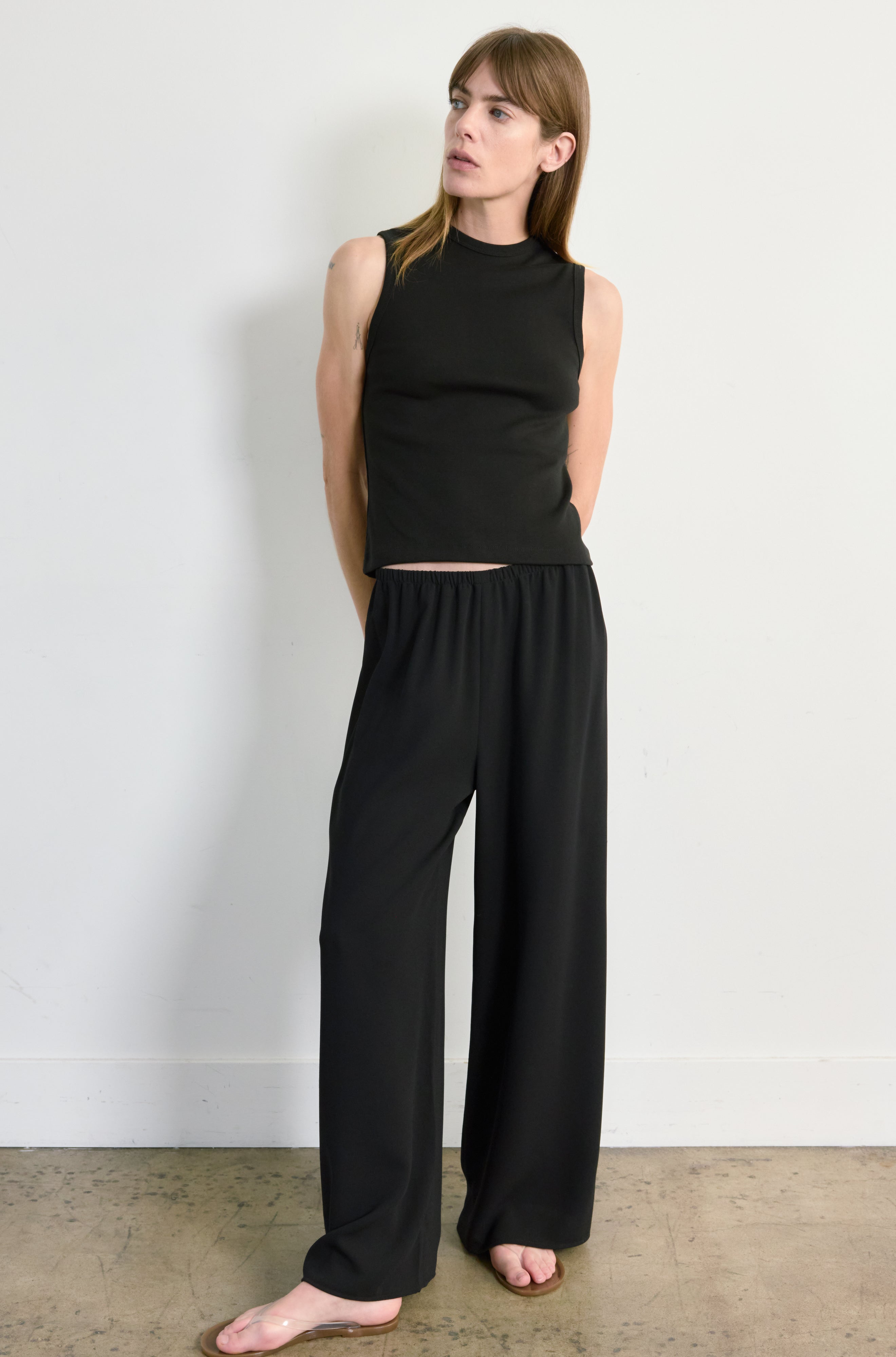 Wide Leg Pull On Pant - Almina Concept 