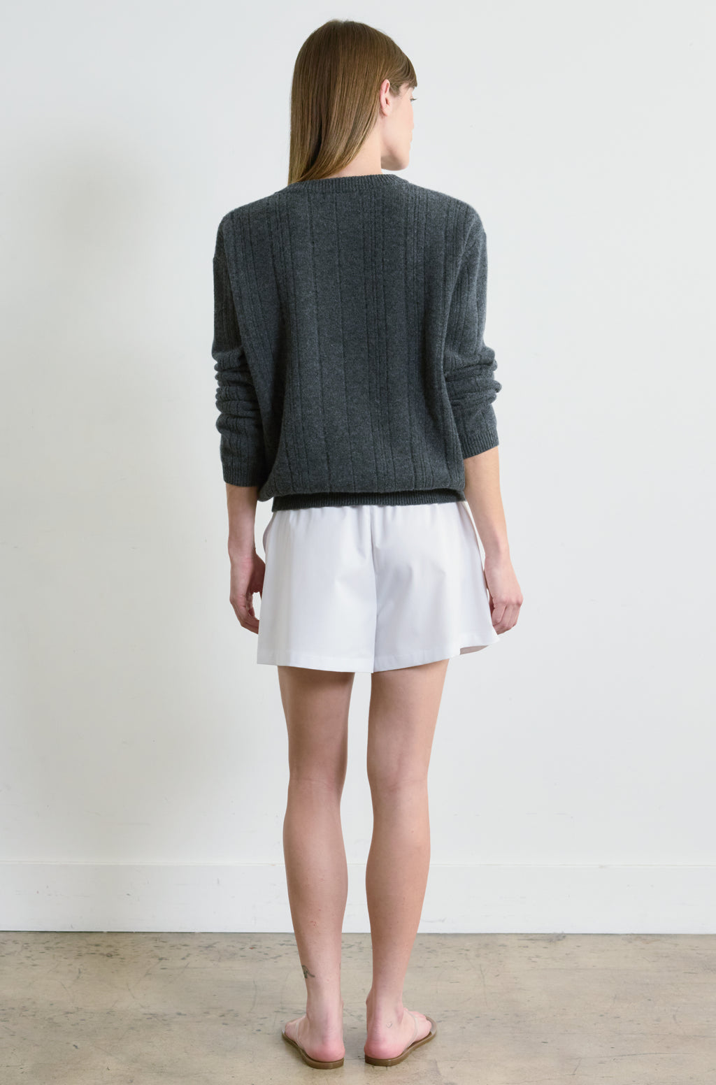 Ribbed Wool Crewneck Sweater - Almina Concept 