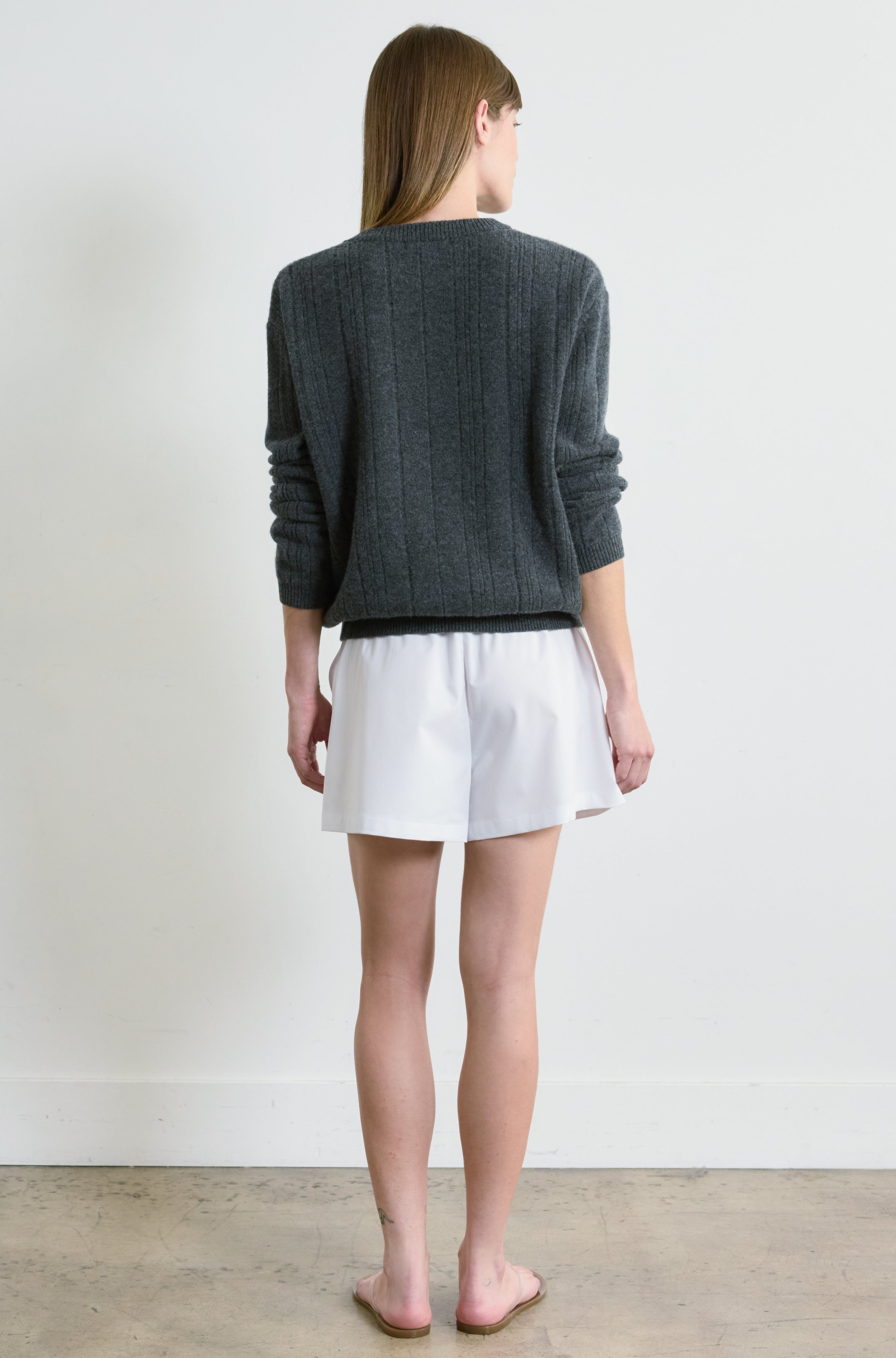 Ribbed Wool Crewneck Sweater - Almina Concept 