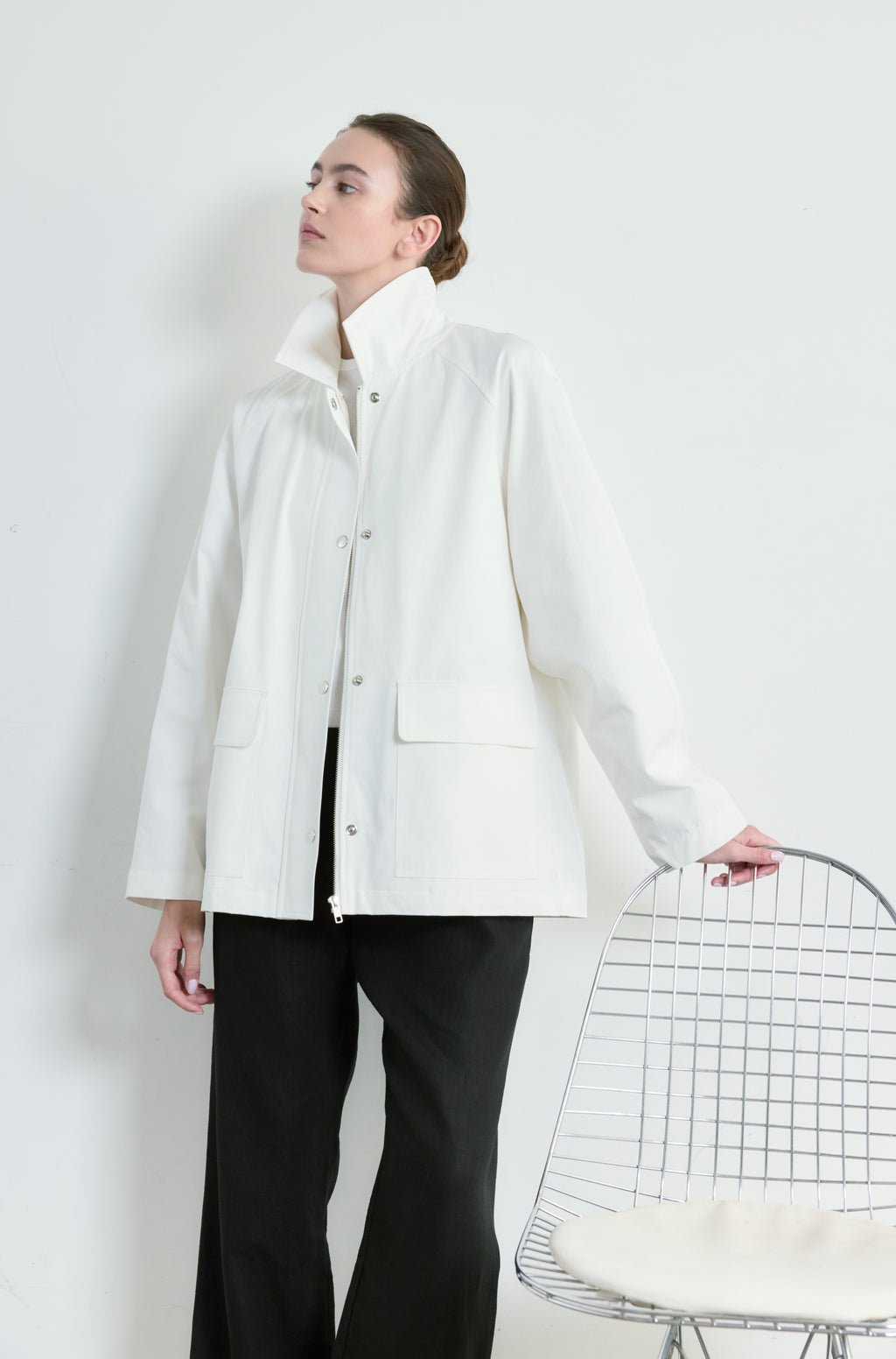 Almina Concept Women's Cotton Barn Jacket - White - Casual jackets Almina Concept Women's Cotton Barn Jacket - White - Casual jackets