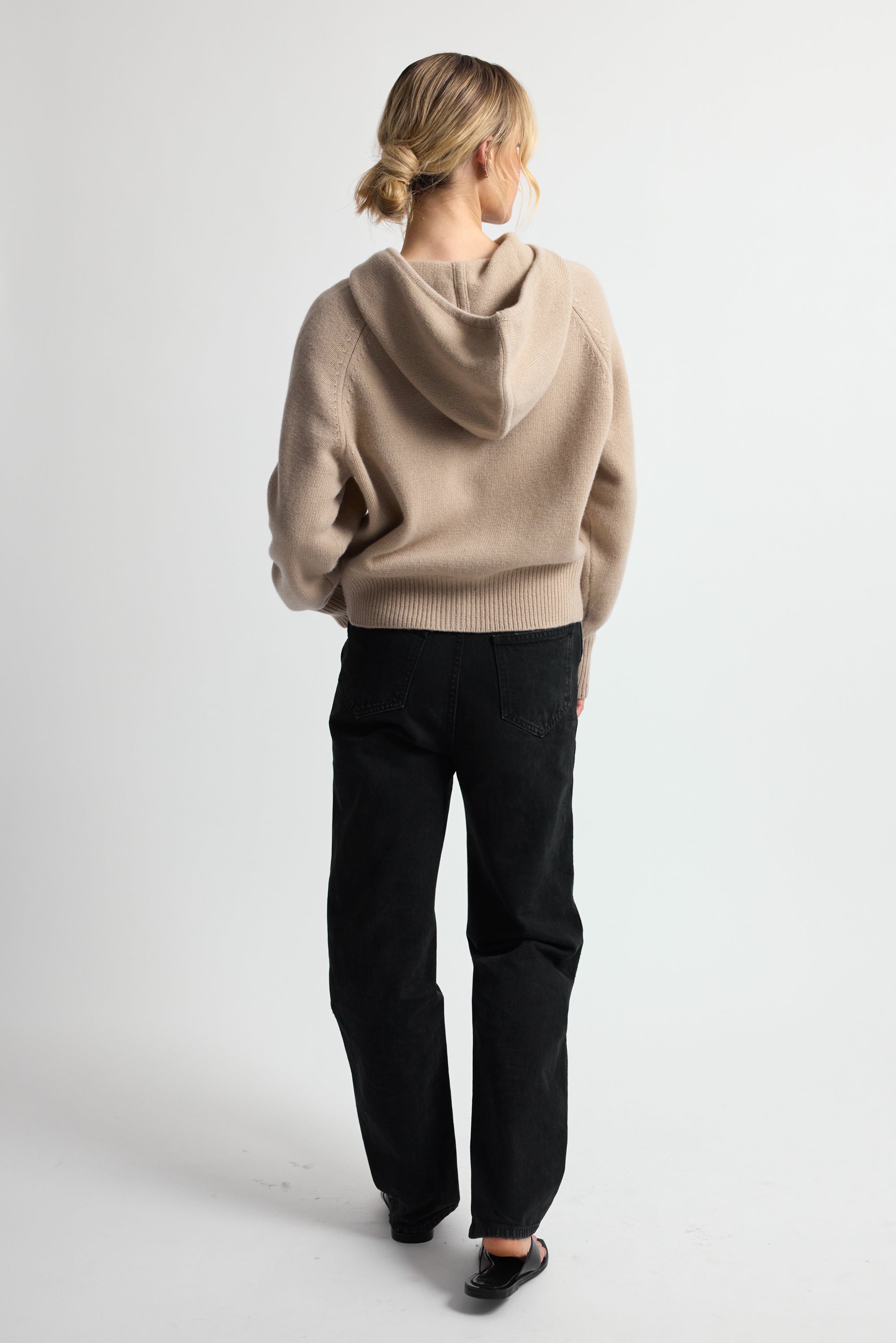 Wool Hoodie Zip Up Sweater - Almina Concept 