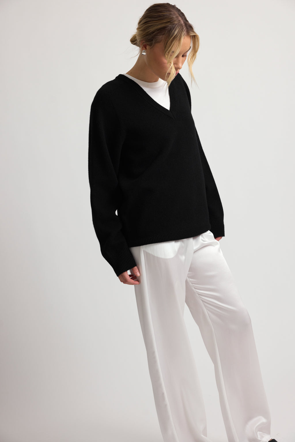 Wool V Neck Sweater - Almina Concept 