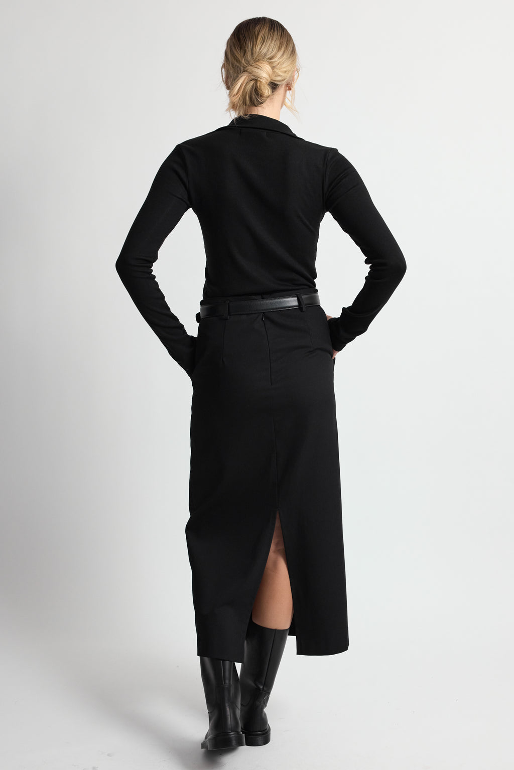 High Neck Button Up Long Sleeve - Almina Concept 