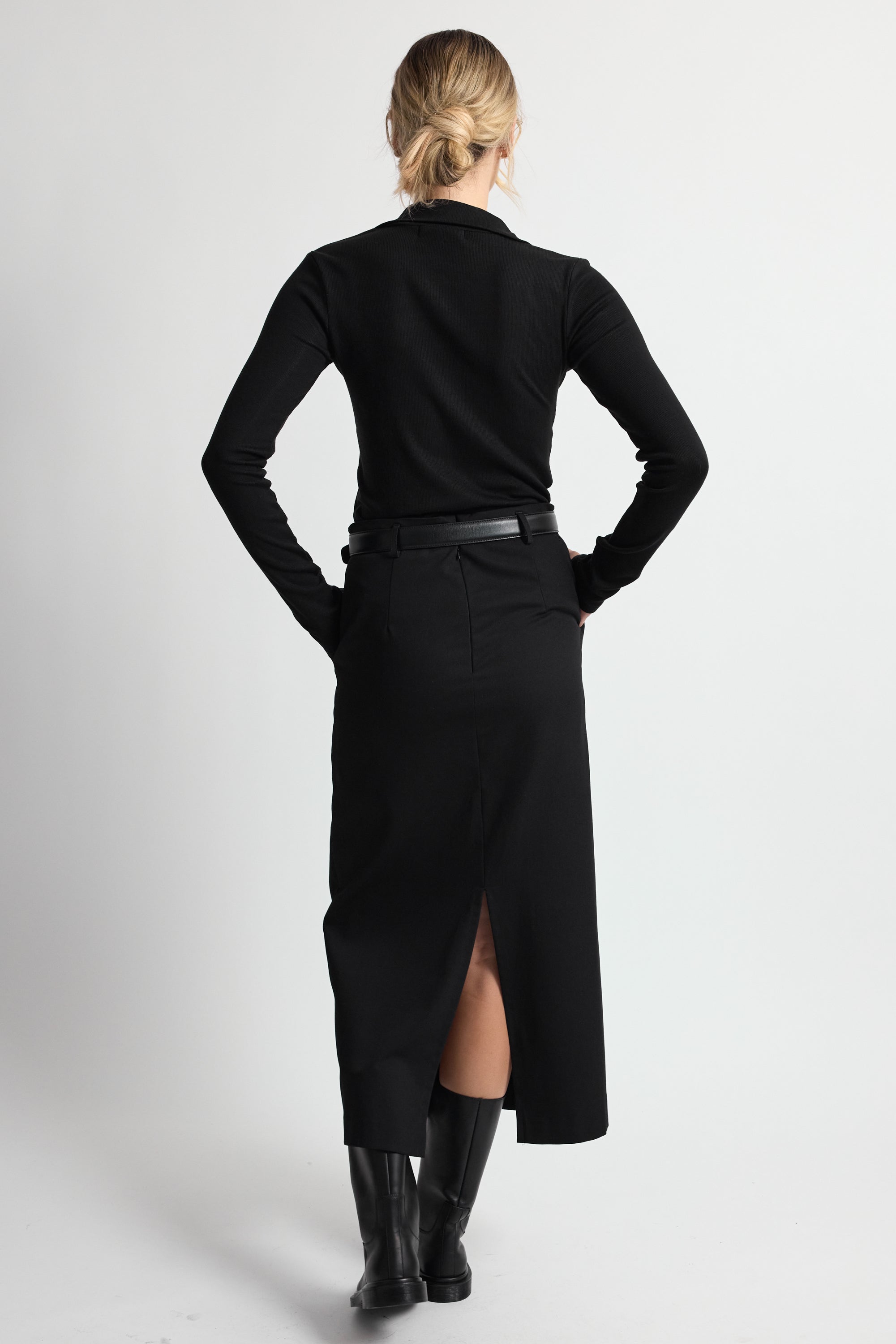 High Neck Button Up Long Sleeve - Almina Concept 