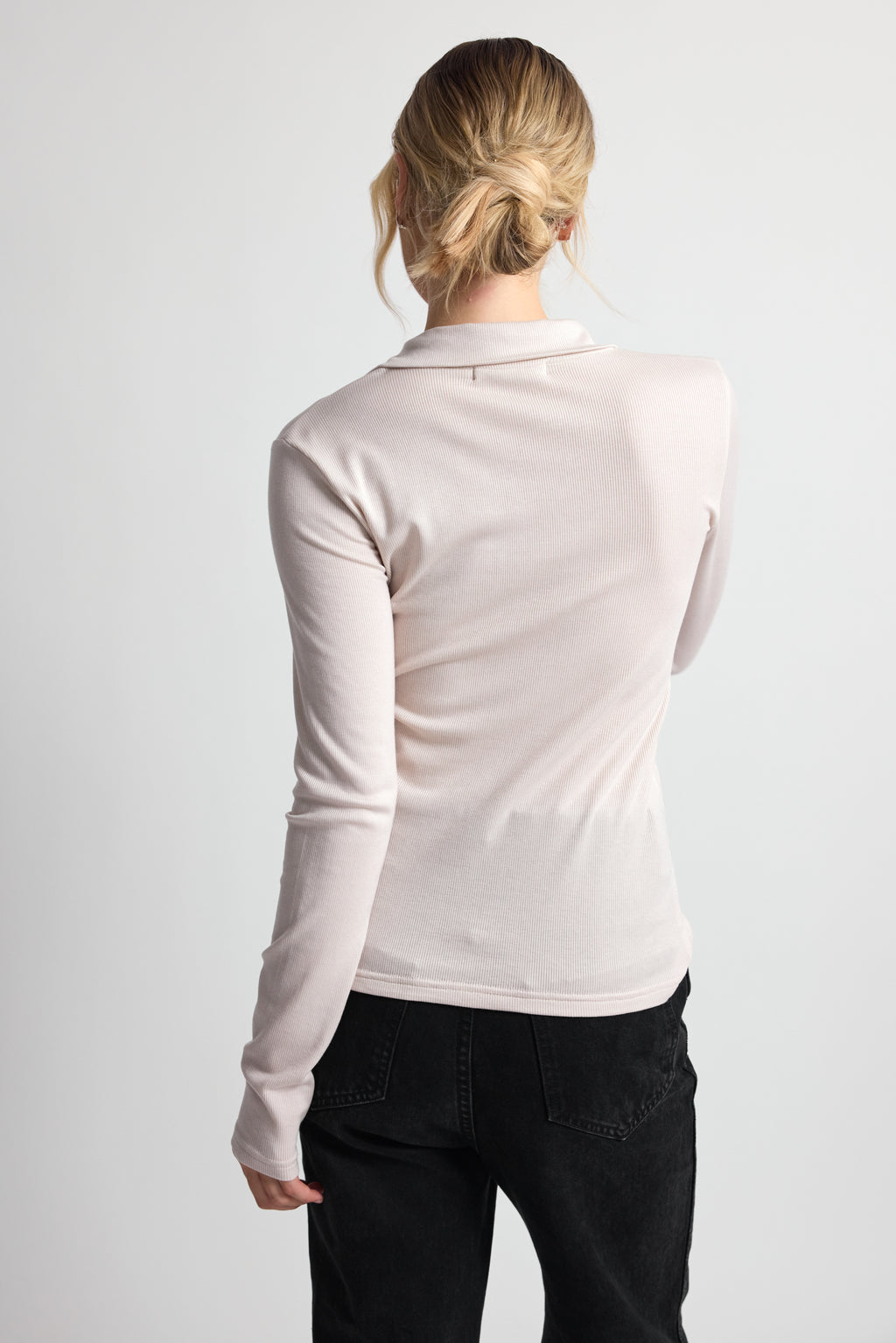 High Neck Button Up Long Sleeve - Almina Concept 