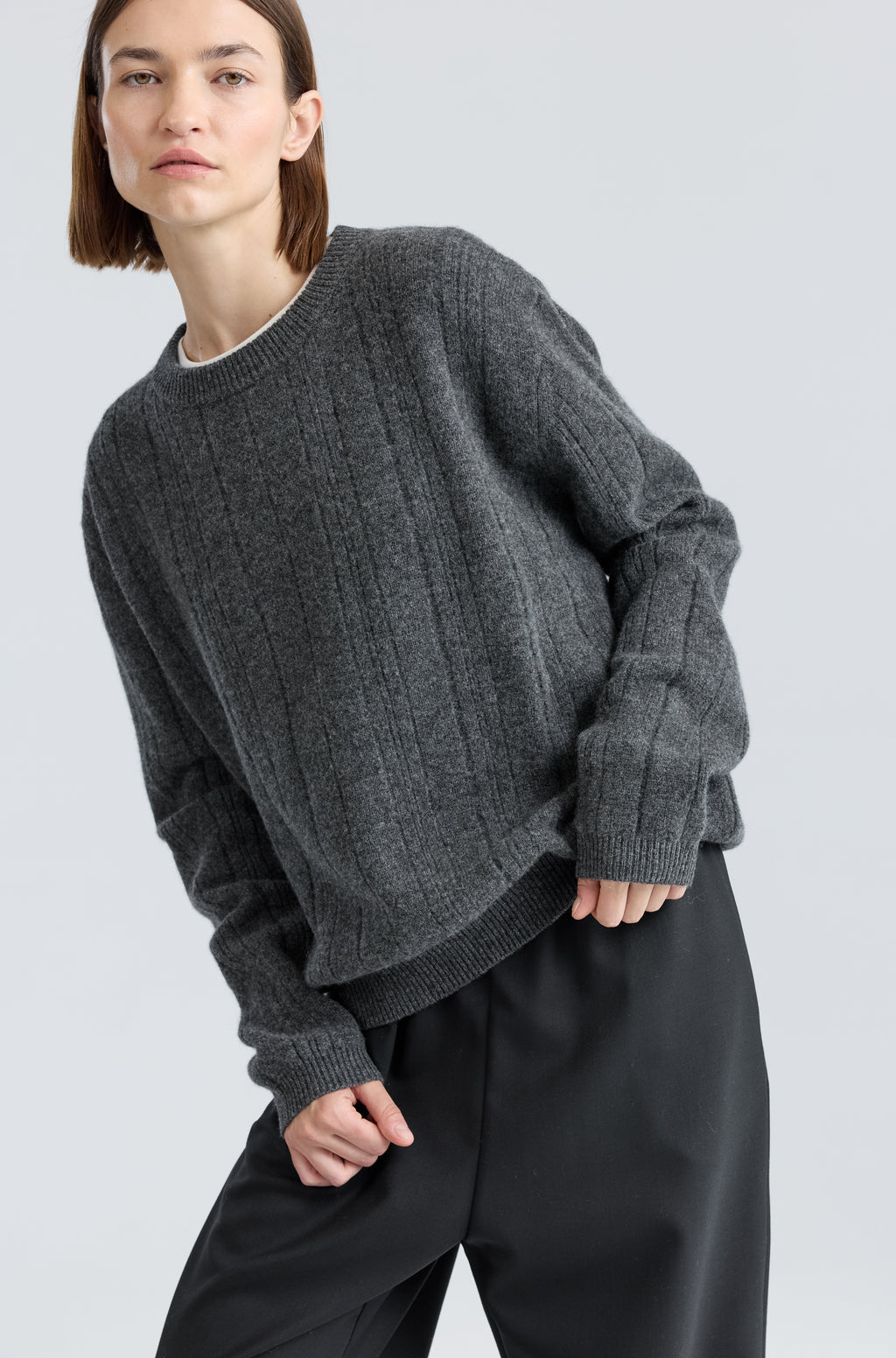 Ribbed Wool Crewneck Sweater