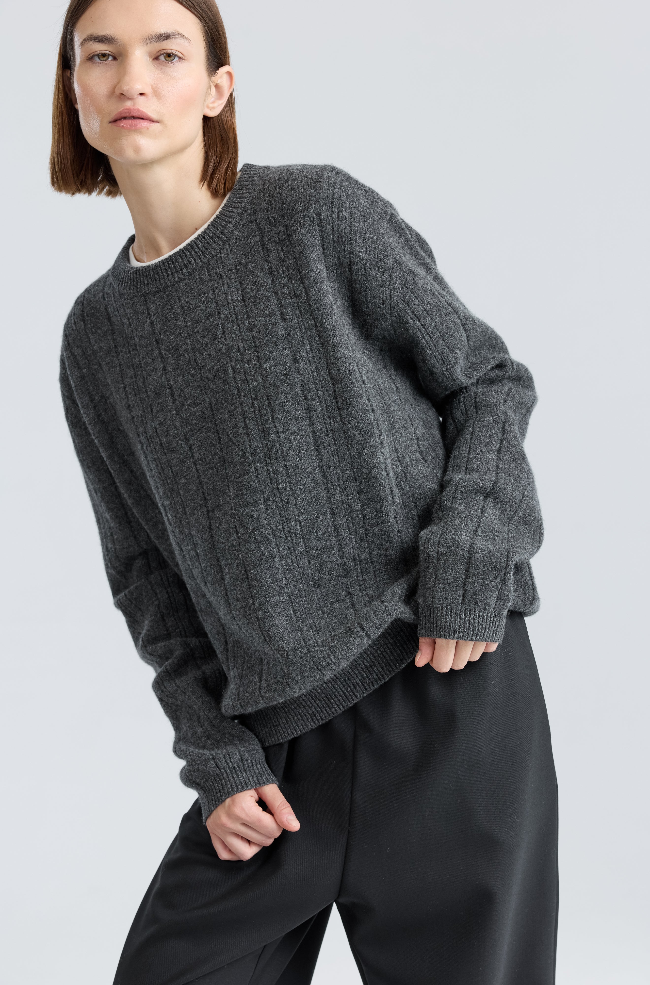 Ribbed Wool Crewneck Sweater
