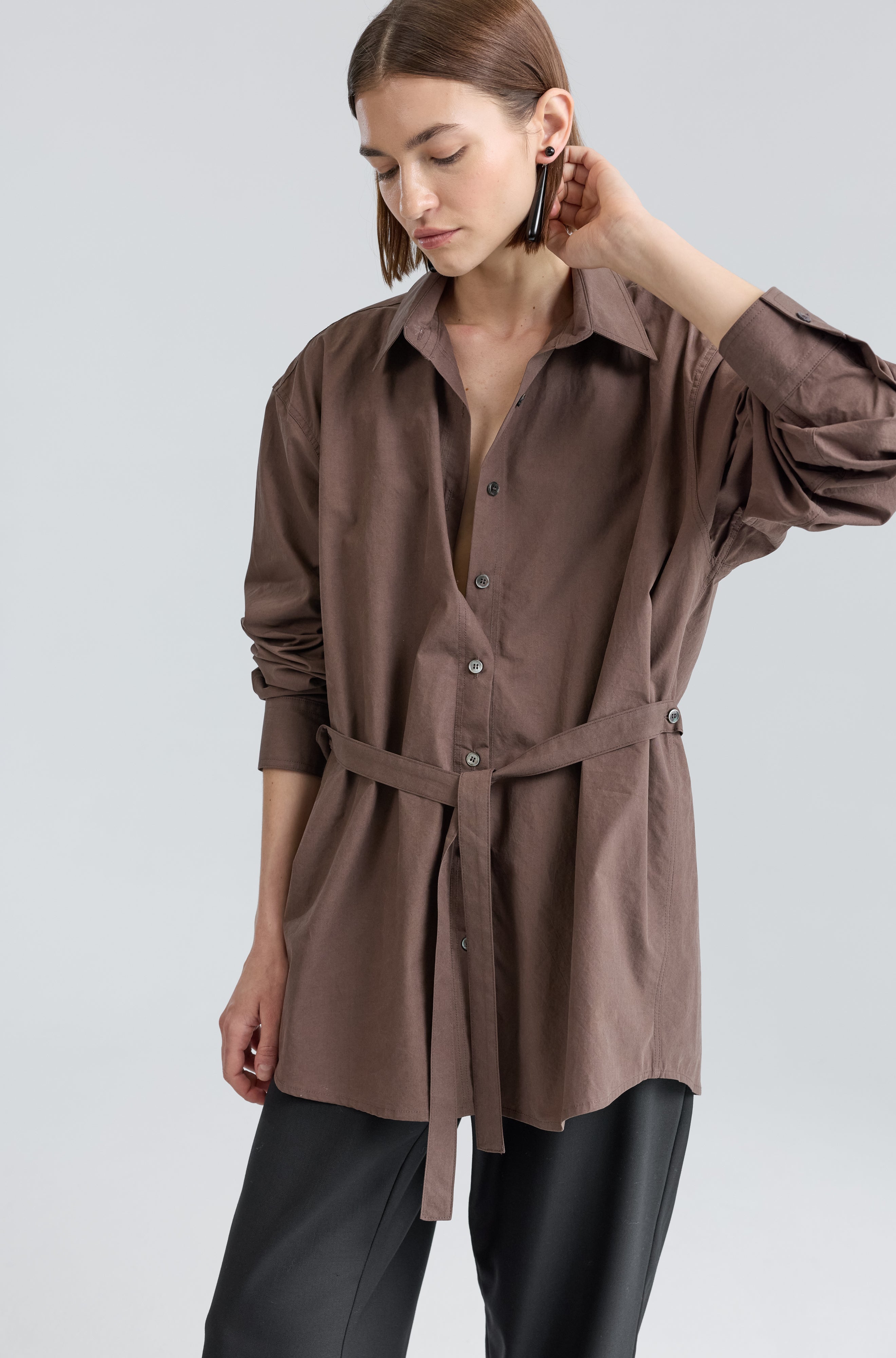 Shirt With Tie Belt - Almina Concept 