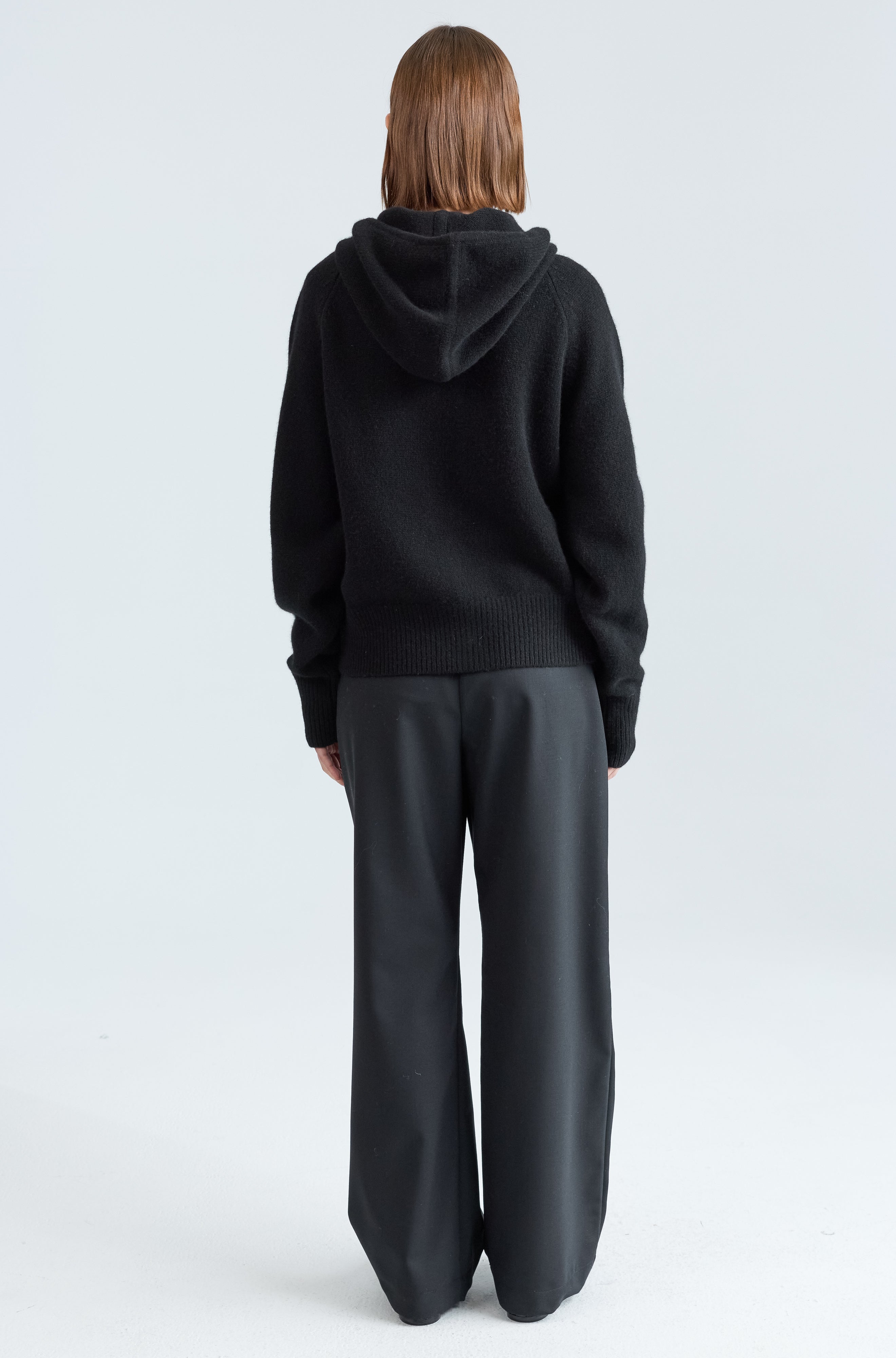 Wool Hoodie Zip Up Sweater - Almina Concept 