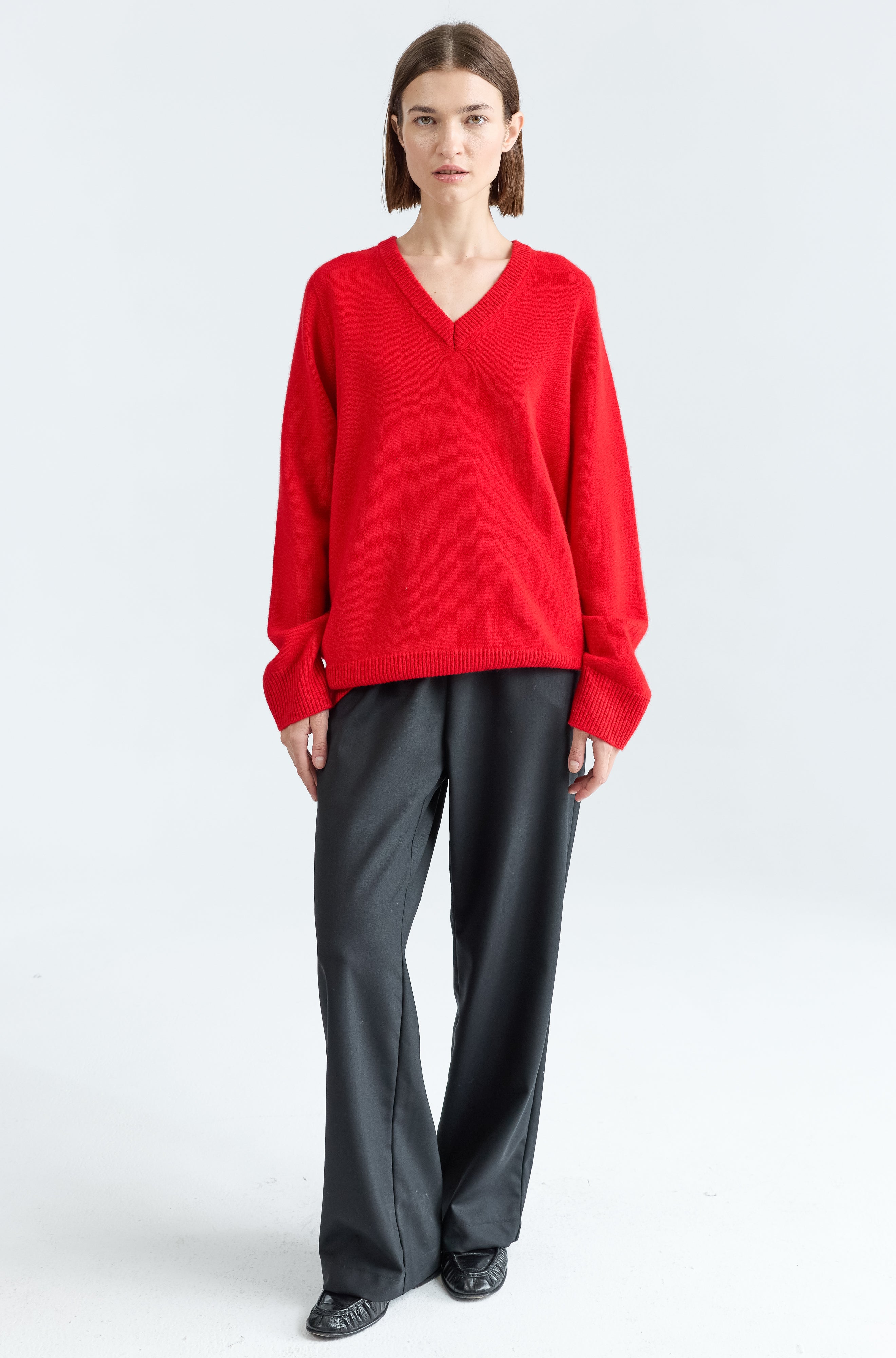 Wool V Neck Sweater - Almina Concept 
