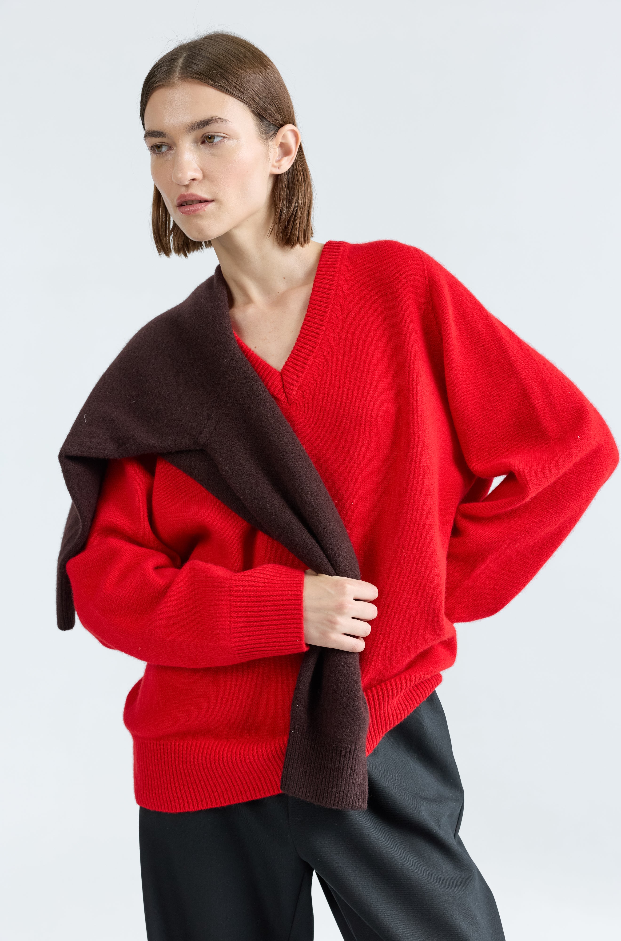 Wool V Neck Sweater - Almina Concept 